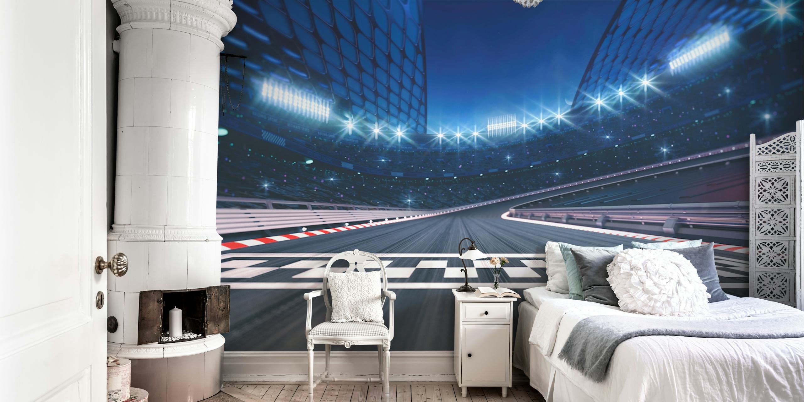 Papel de parede Racing track finish em um quarto