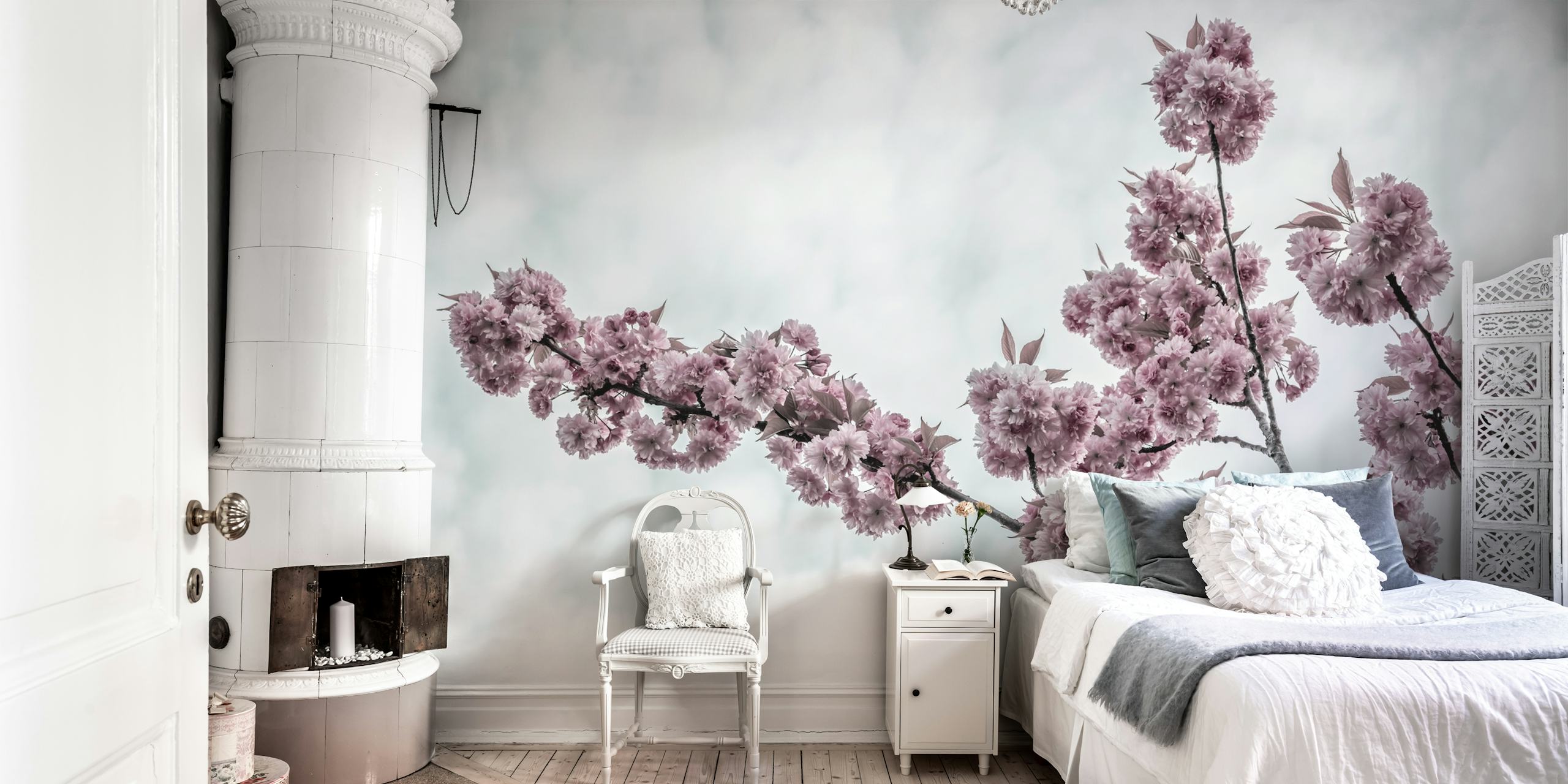 Cherry blossoms wallpaper in una stanza