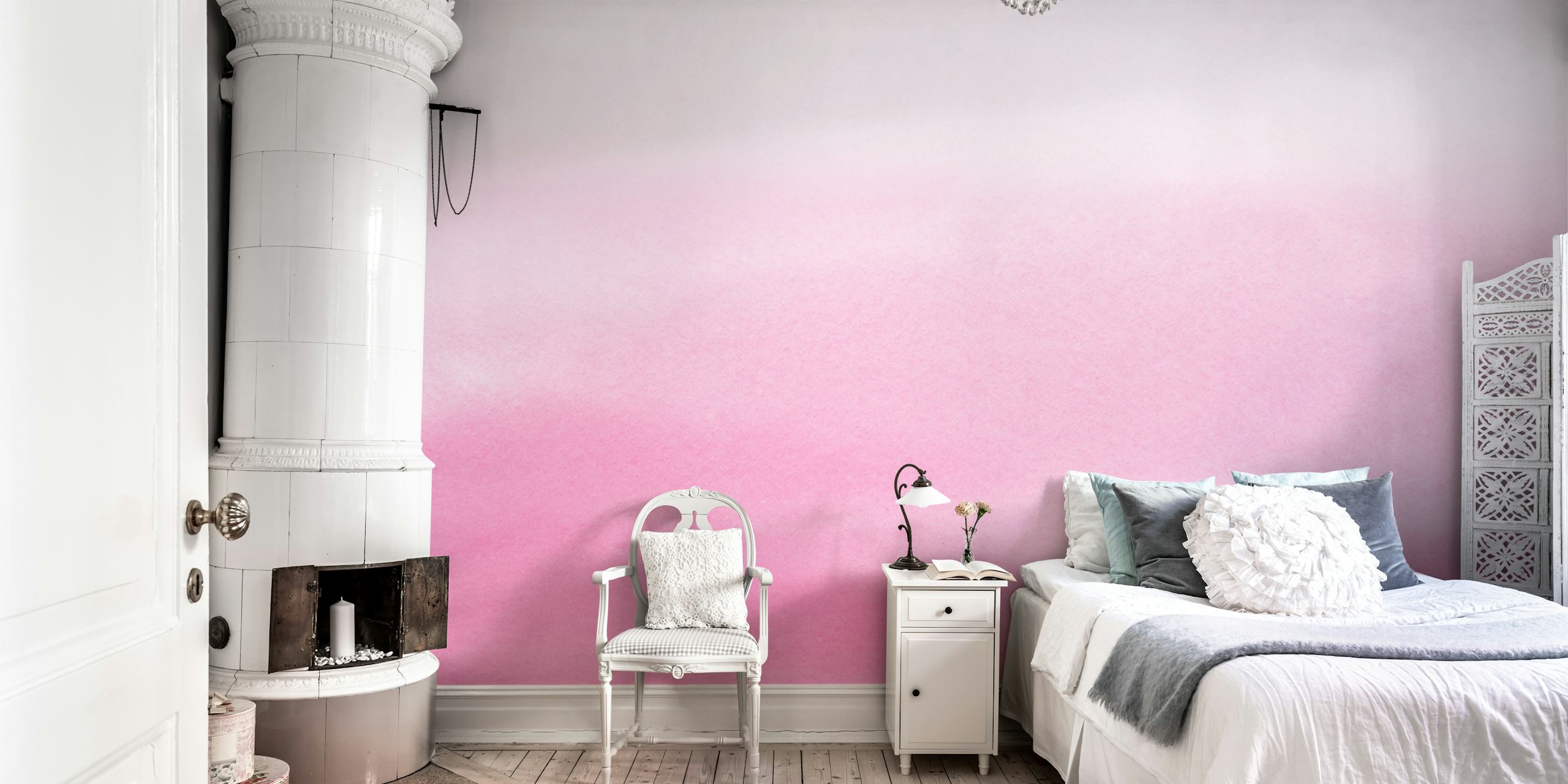 Papier peint dégradé Taffy Pink Ombre dans une pièce
