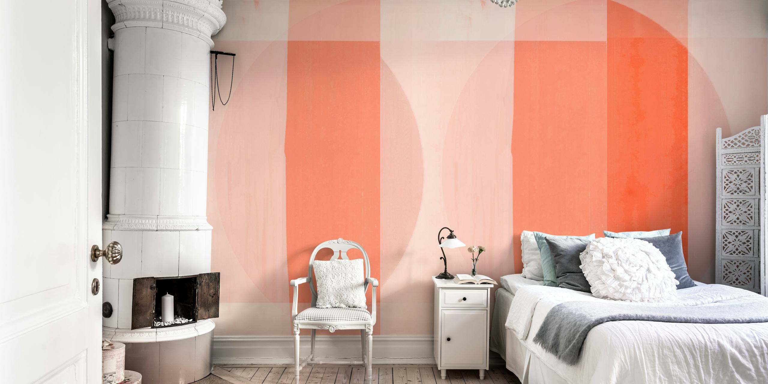 Carta da parati Mid Century Bauhaus Pastel in una stanza