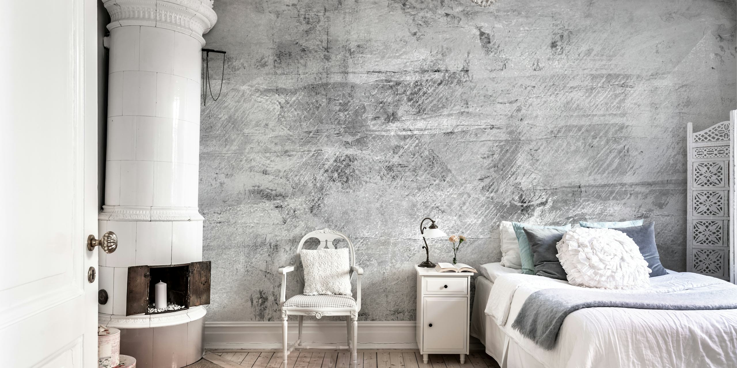 Texture Grey behang in een kamer