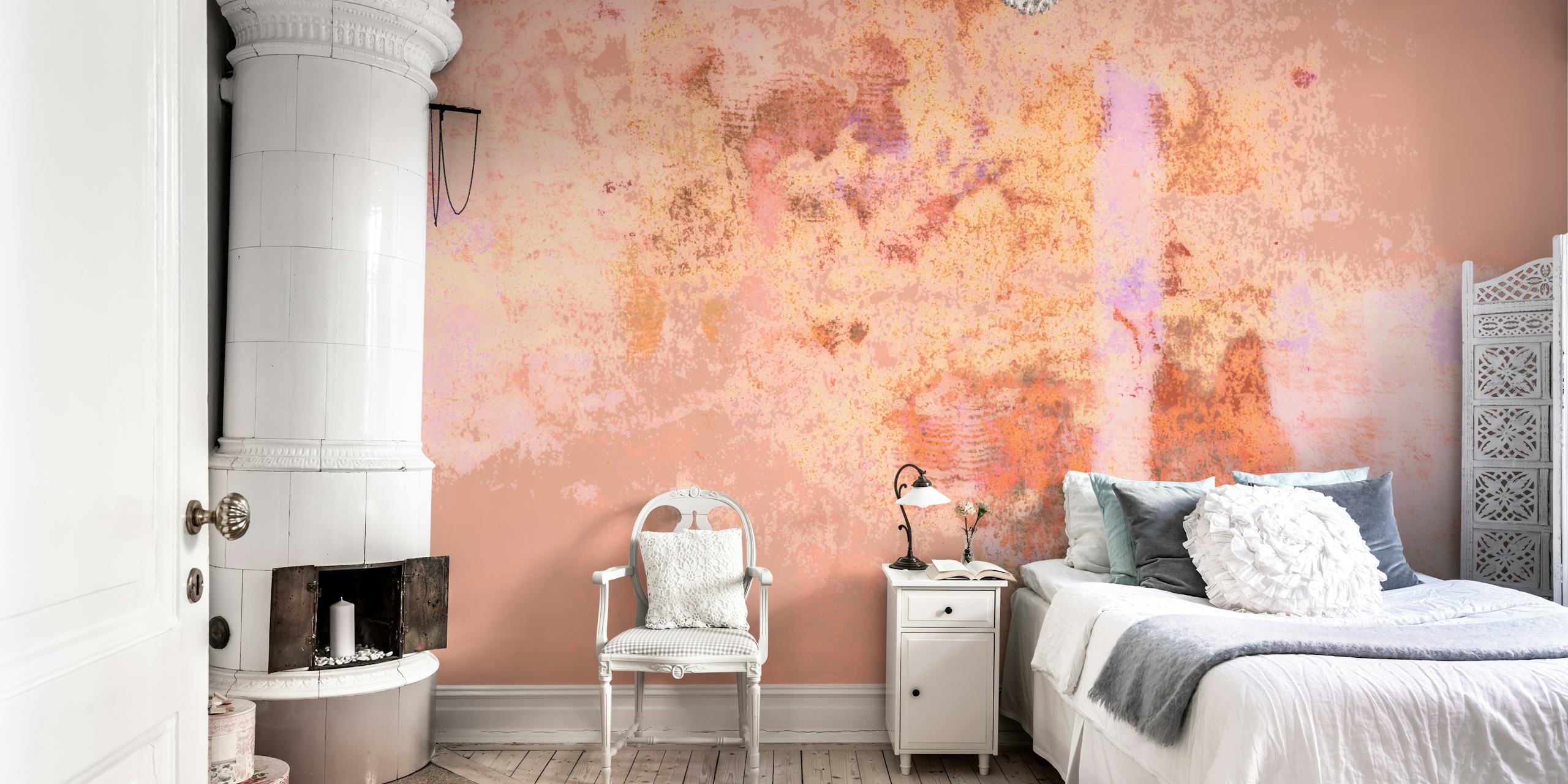 Papel de parede Soft Japandi Coral Reef em um quarto