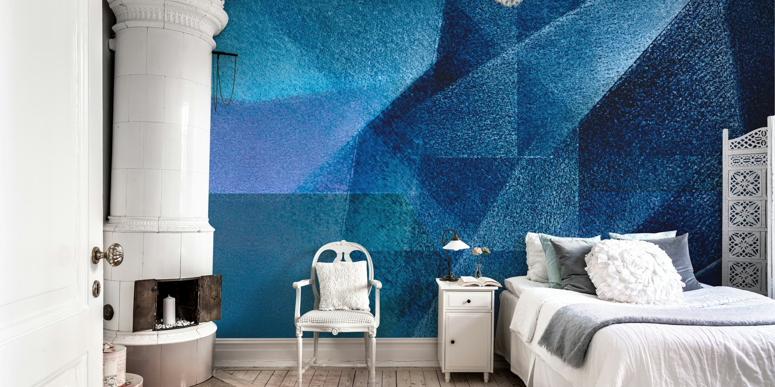 Blue abstract geometric shapes wallpaper