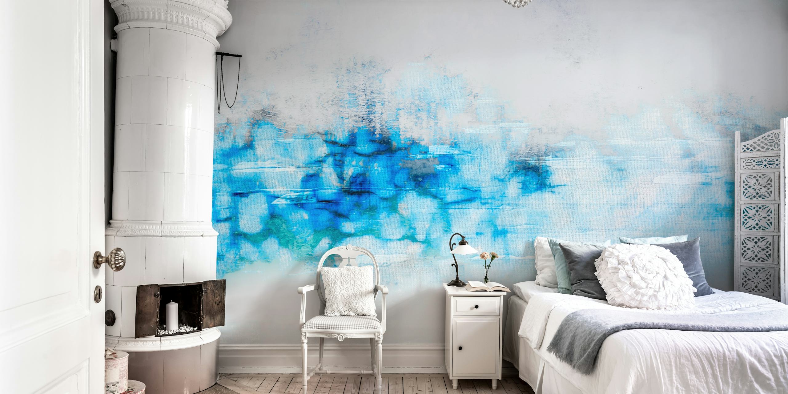Soft blue and white watercolor abstract wallpaper