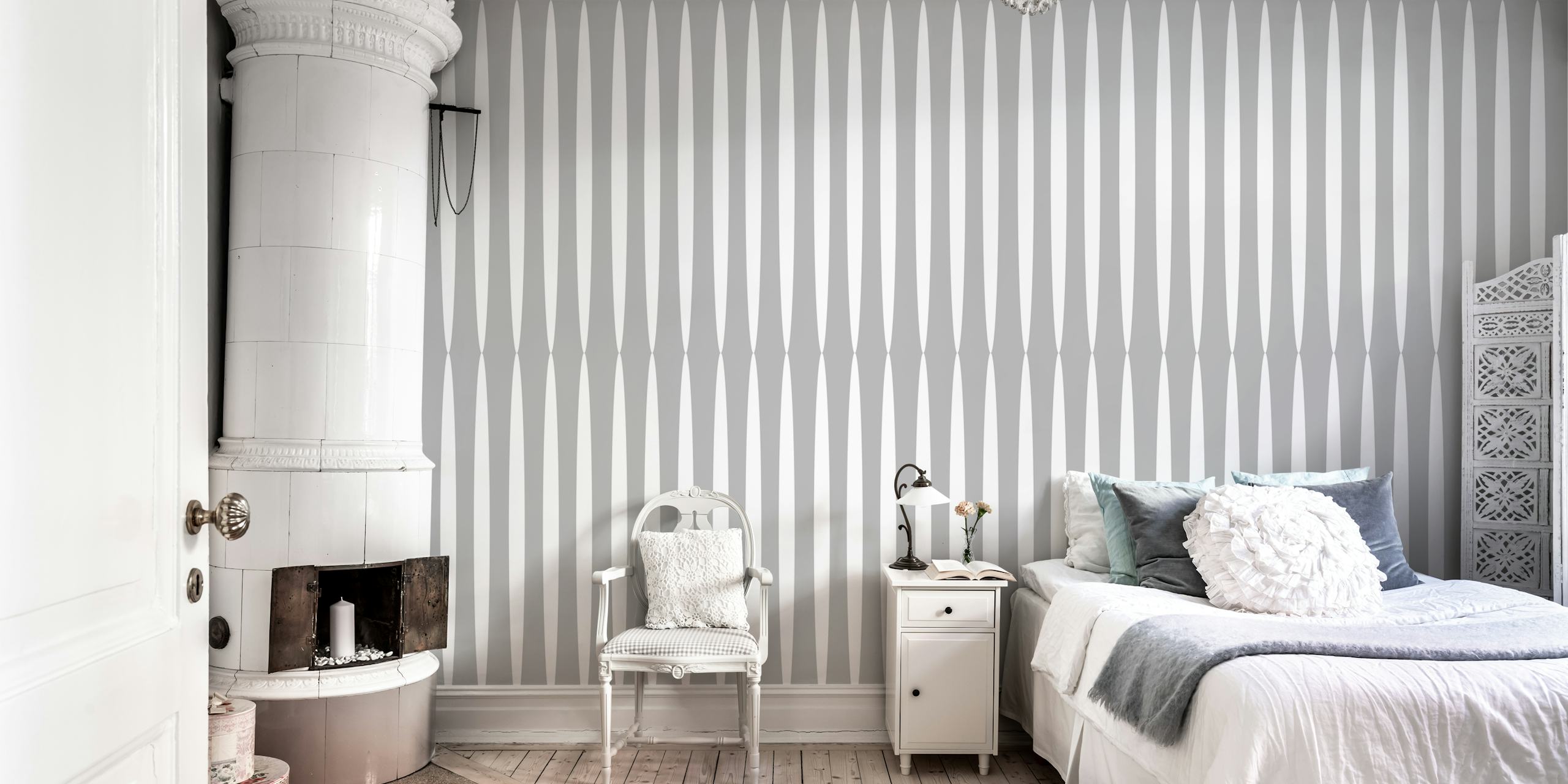 Geometric pattern in grey and white wallpaper