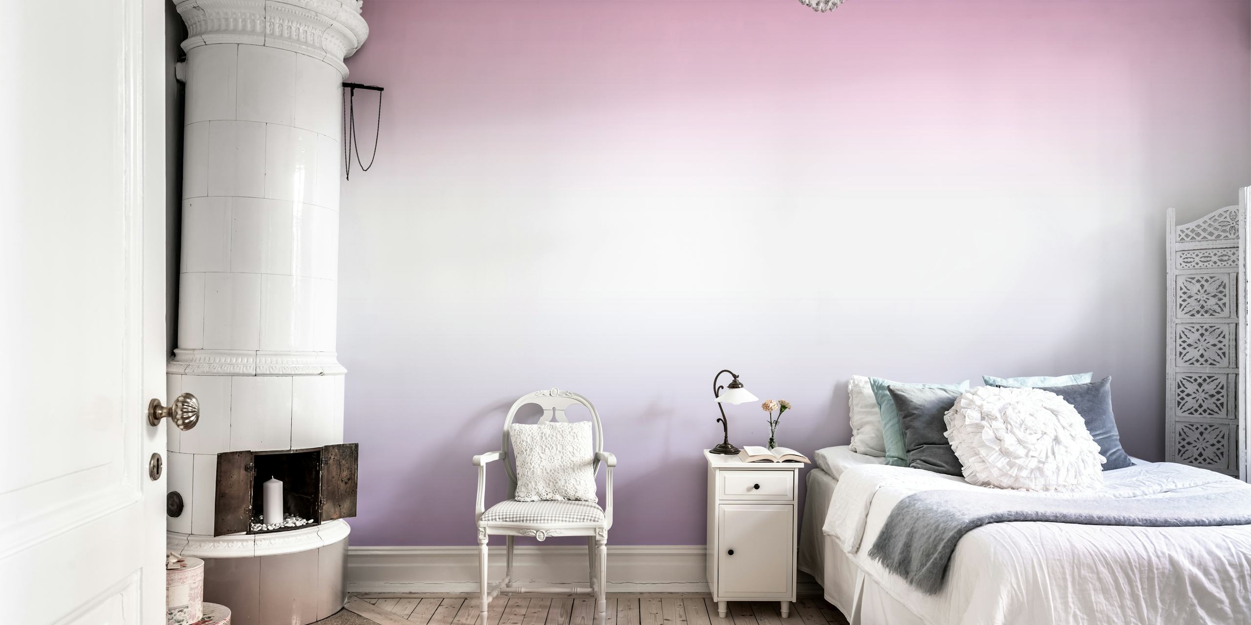 Pink and Purple Pastel Ombre Tapete in einem Raum