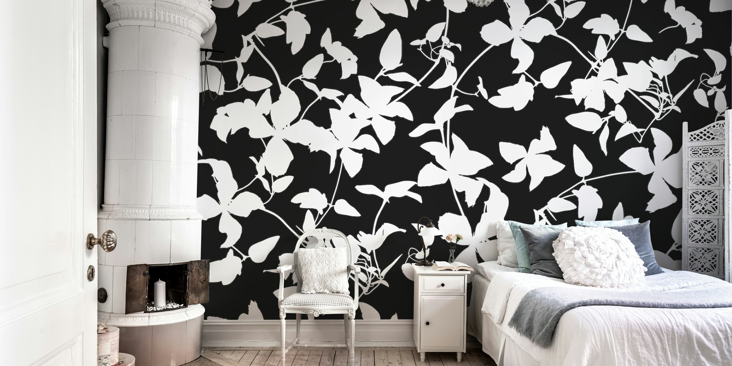 Clematis Flower Silhouette tapet i et rom