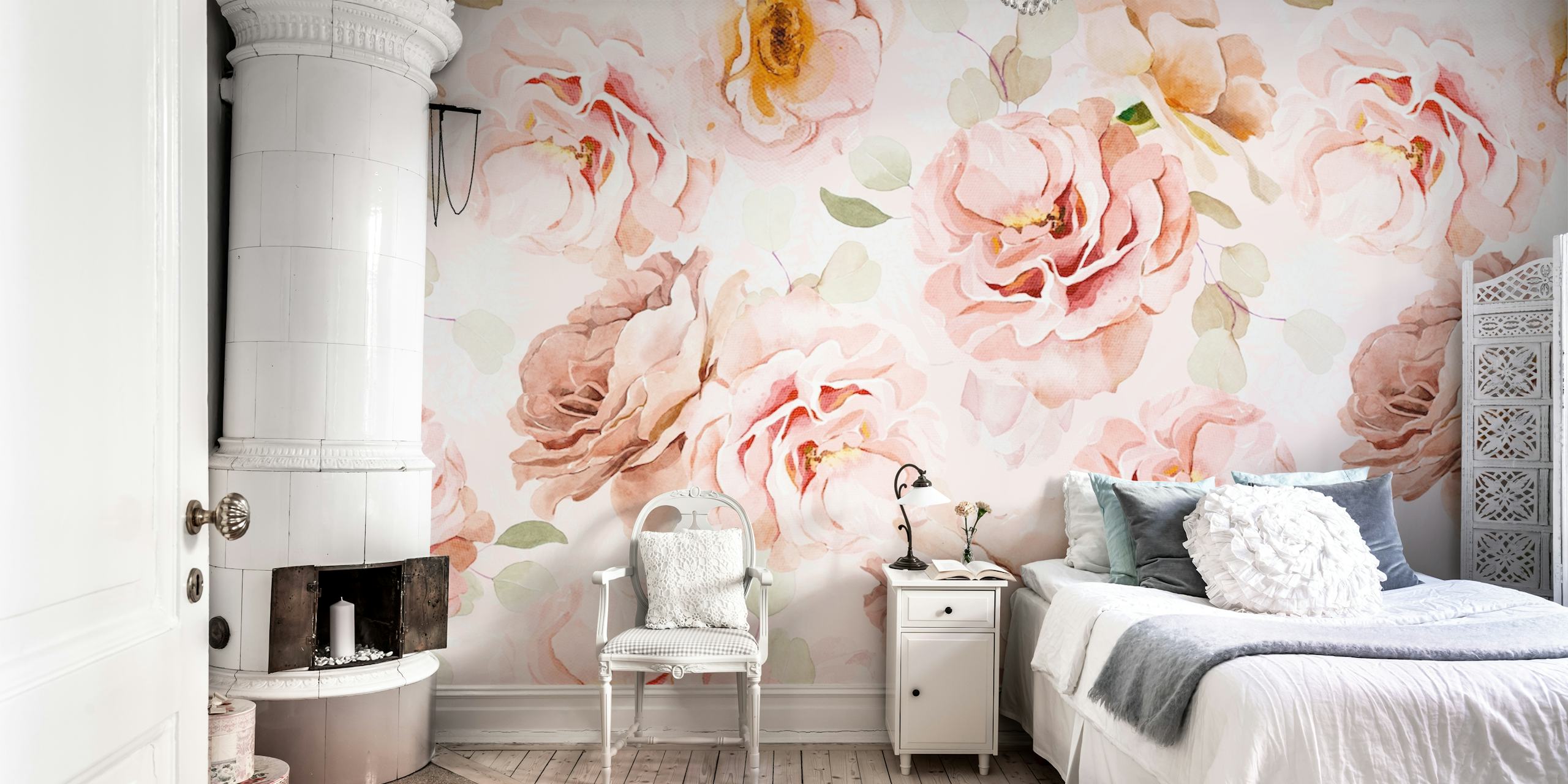 Soft Blush Peonies wallpaper design