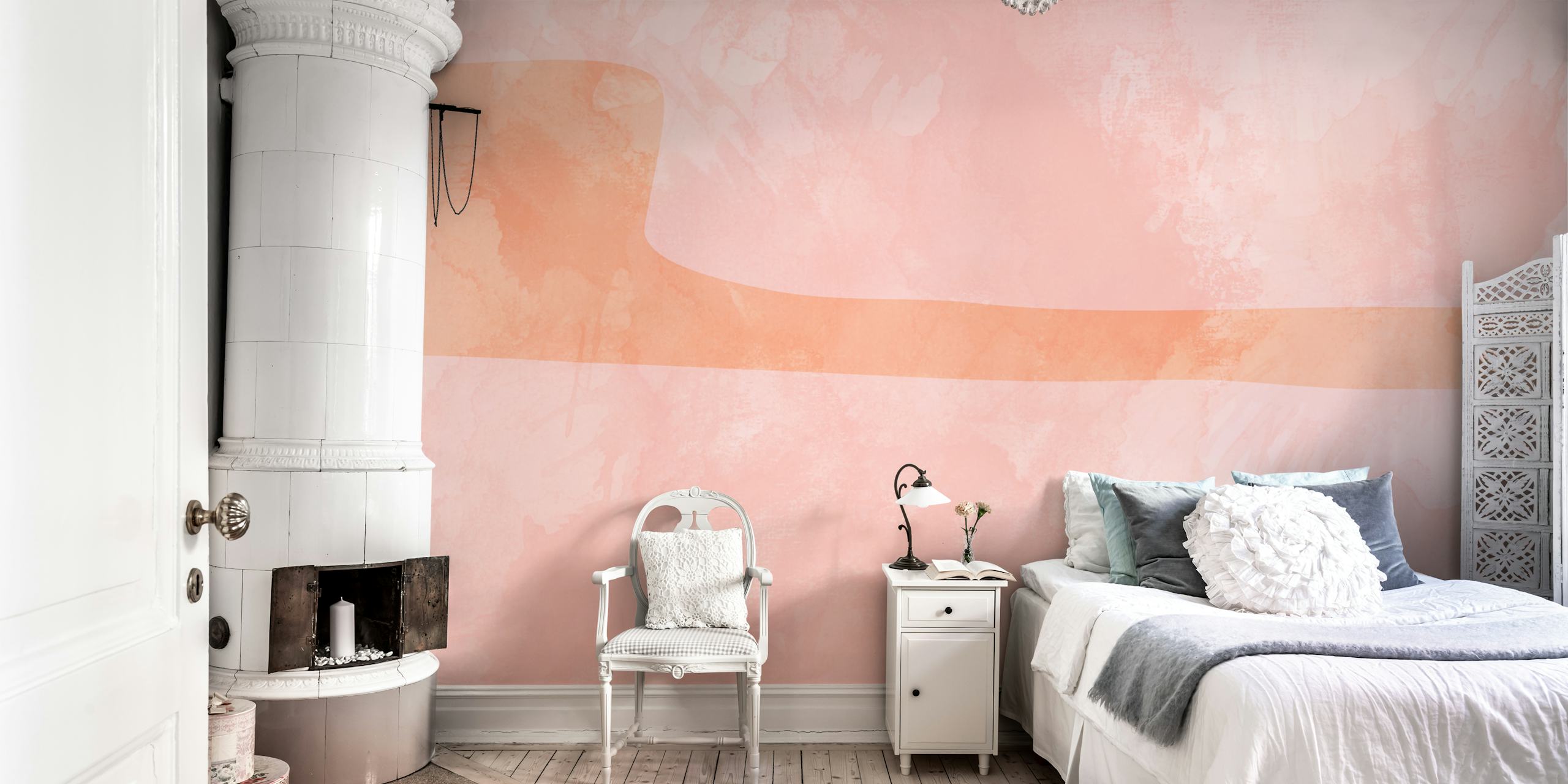 Mid Century Bauhaus Watercolour Pink tapet