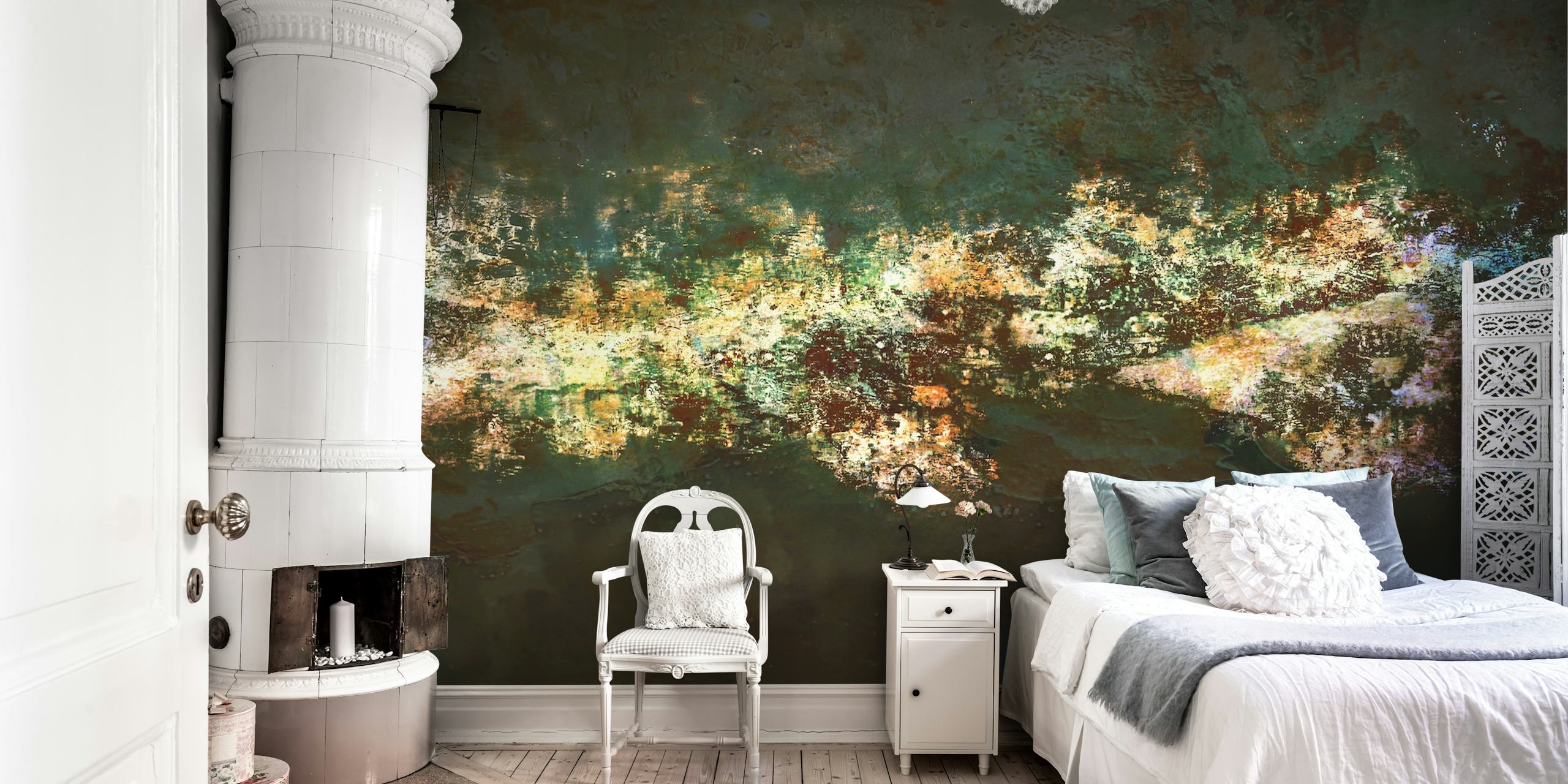 Grunge horizon wallpaper in a room