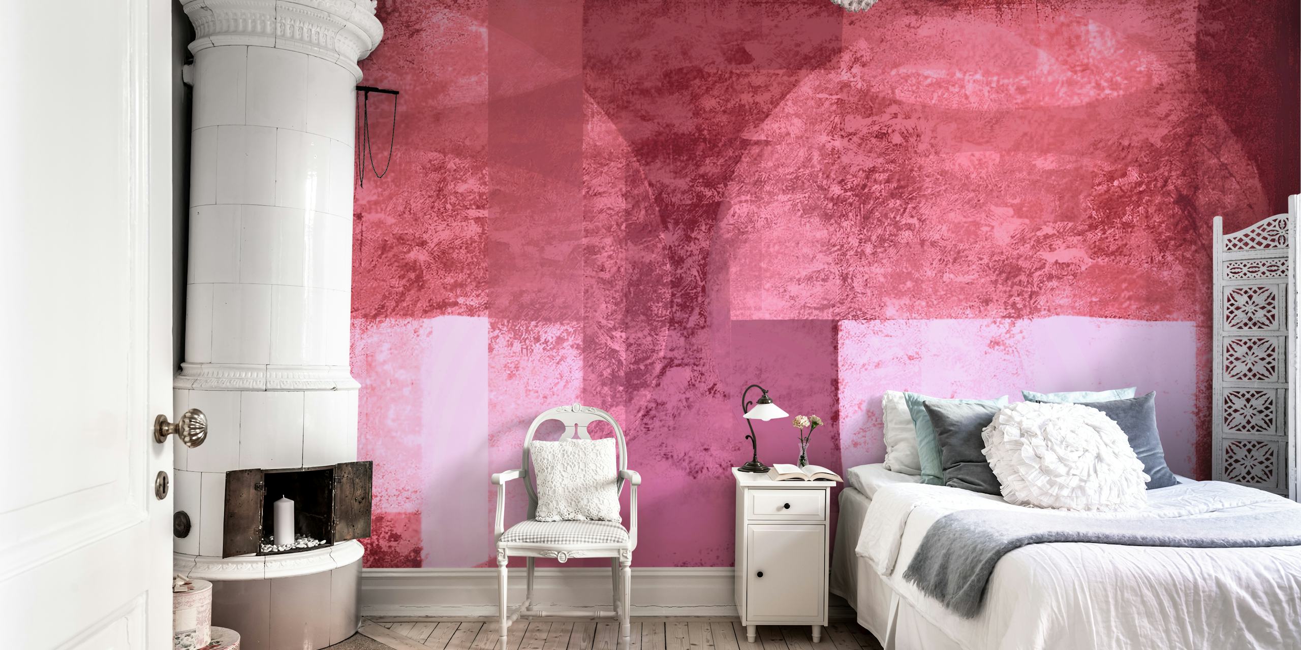 Geometric shapes in warm pink tones wallpaper