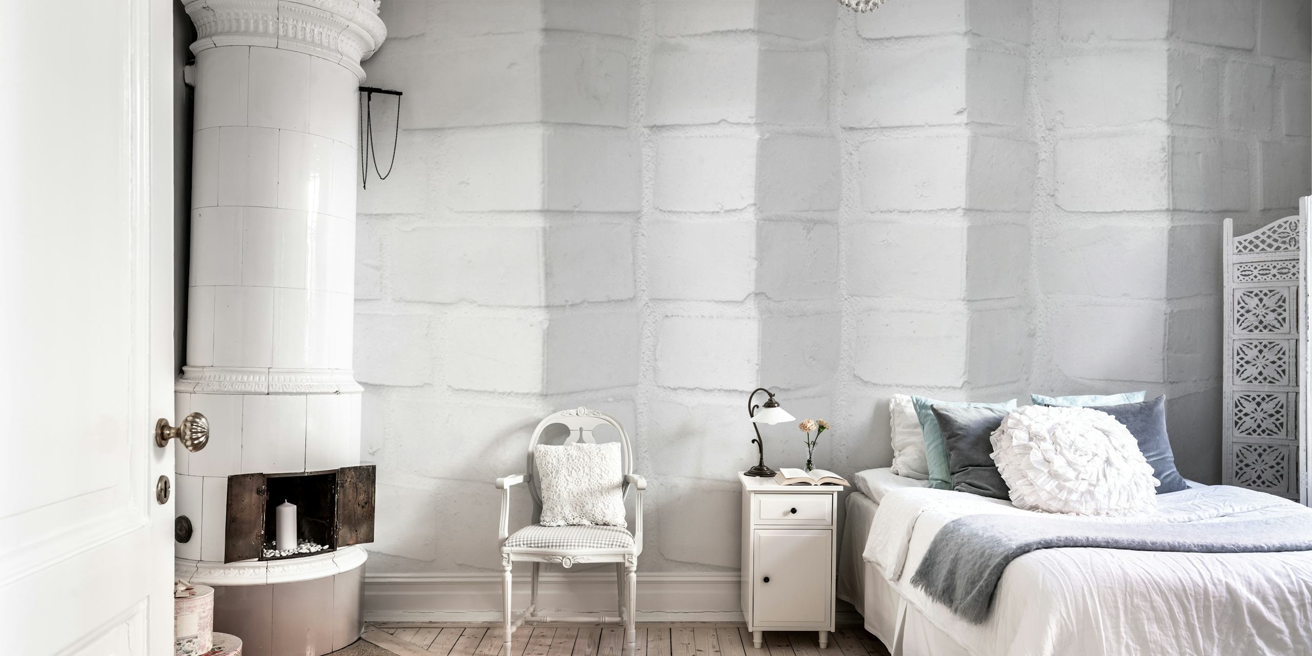 White textured brick wall wallpaper