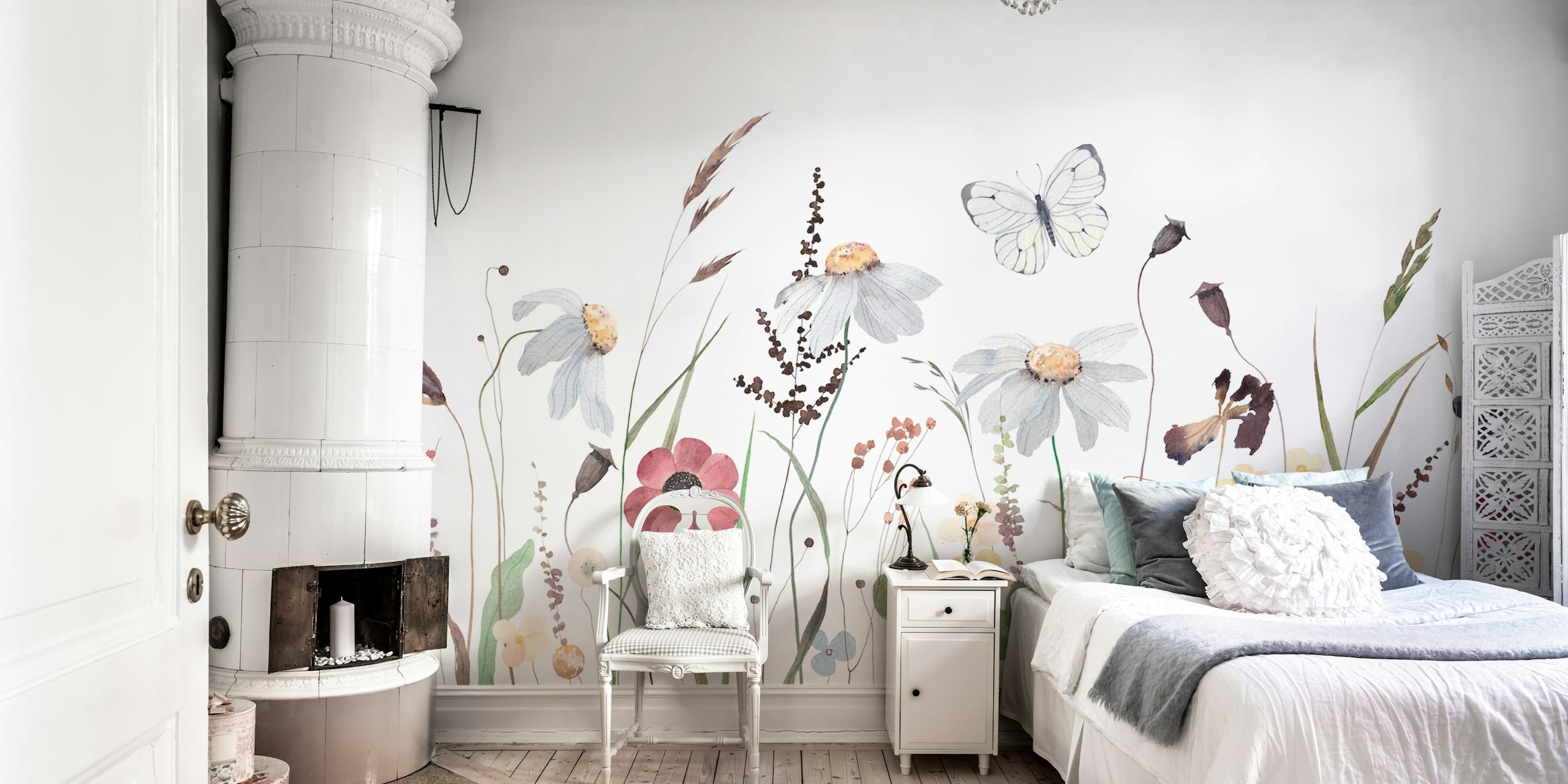 Wildflowers watercolor tapeta u sobi