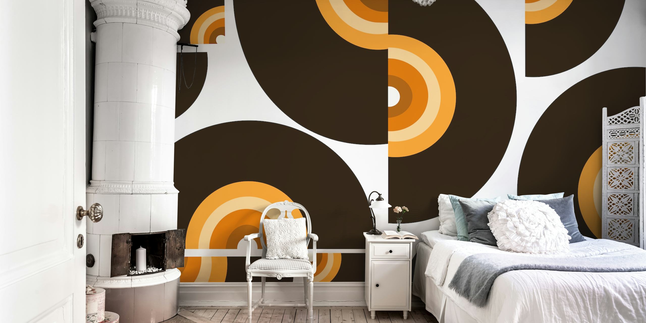 Retro Rainbow Vinyl 2a wallpaper in a room