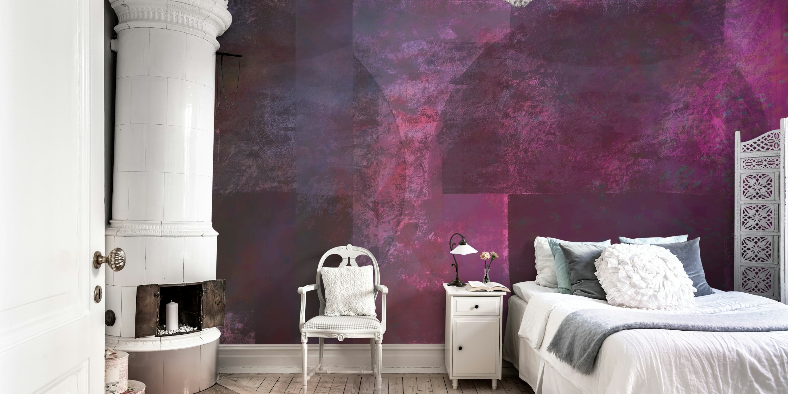 Geometric circles in magenta and dark tones wallpaper