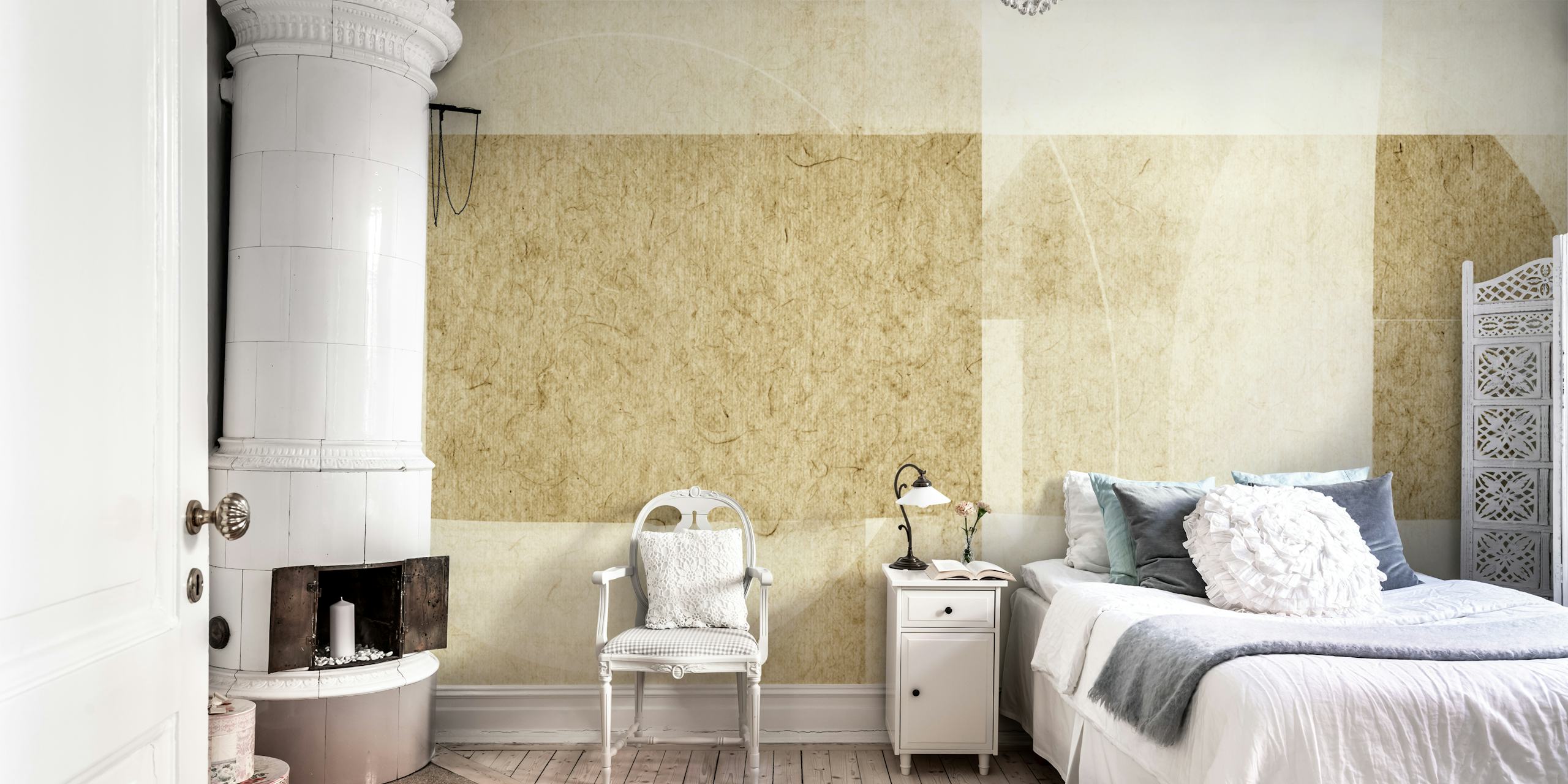 Neutral natural Bauhaus circles wallpaper in beige tones
