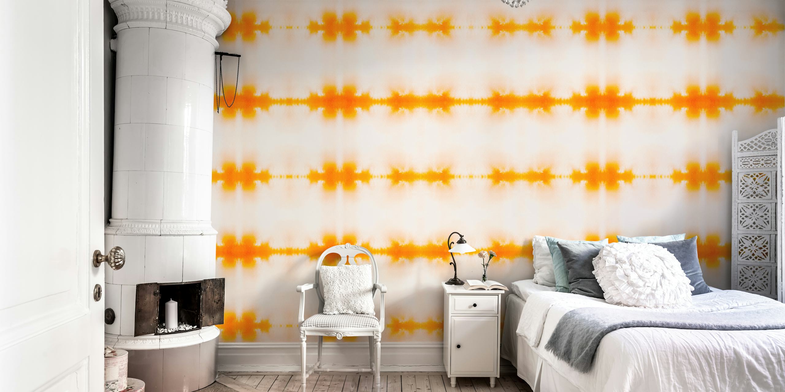 Urban Dye Gold wallpaper pattern in a room