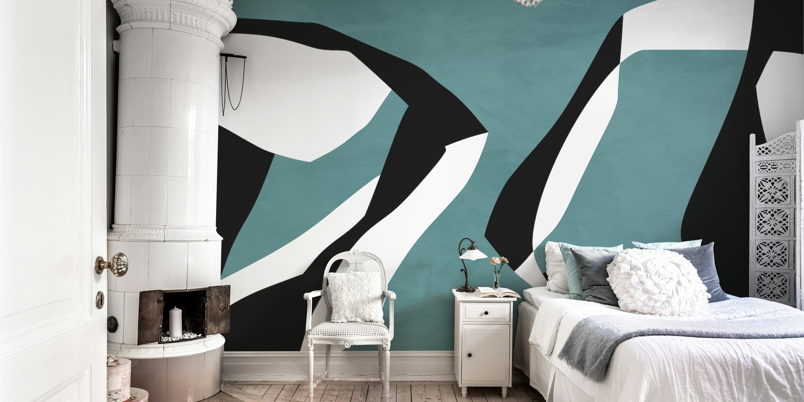Abstract wallpaper in a modern room