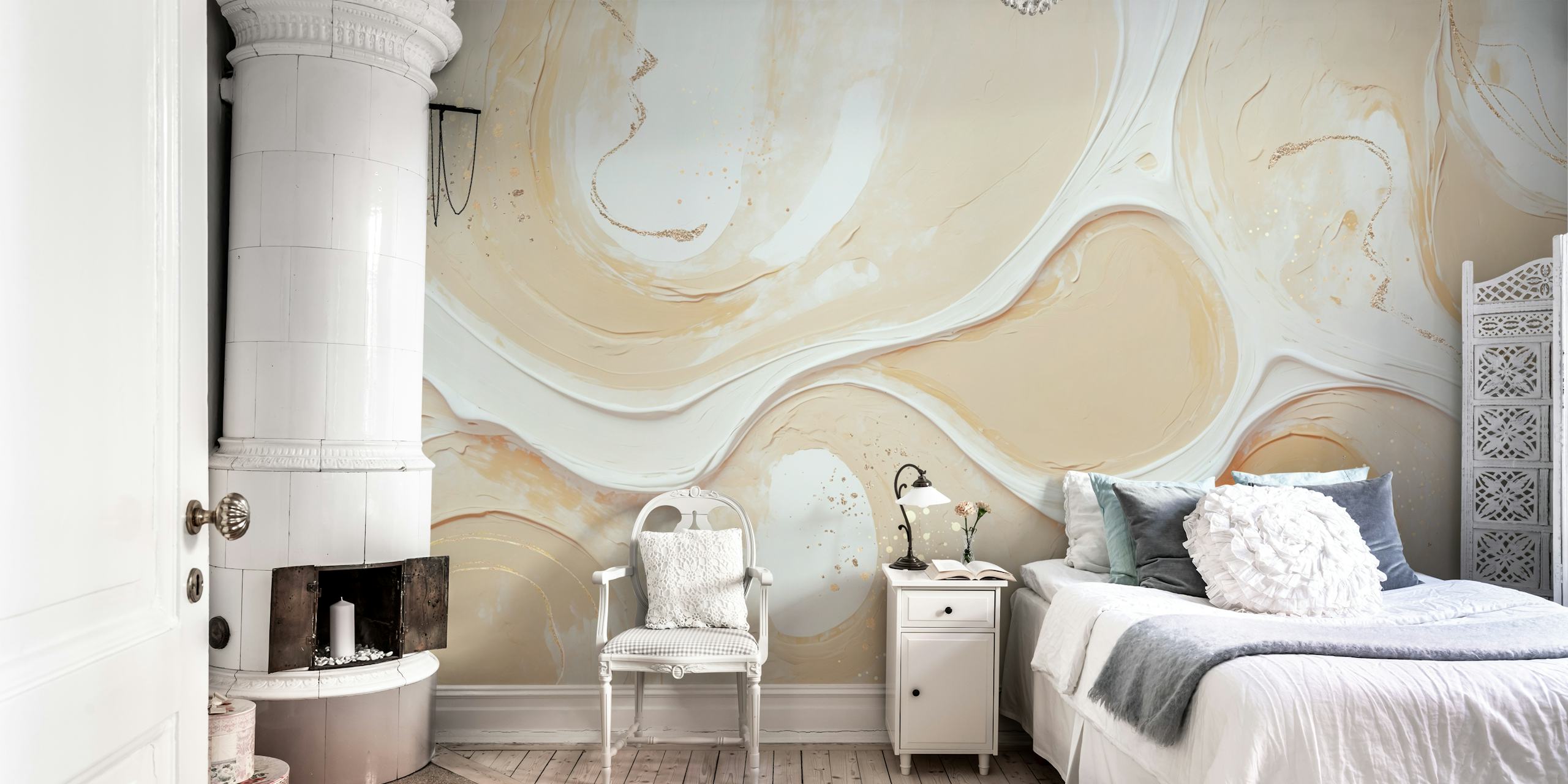 Abstract Wall Beige and Gold design della carta da parati