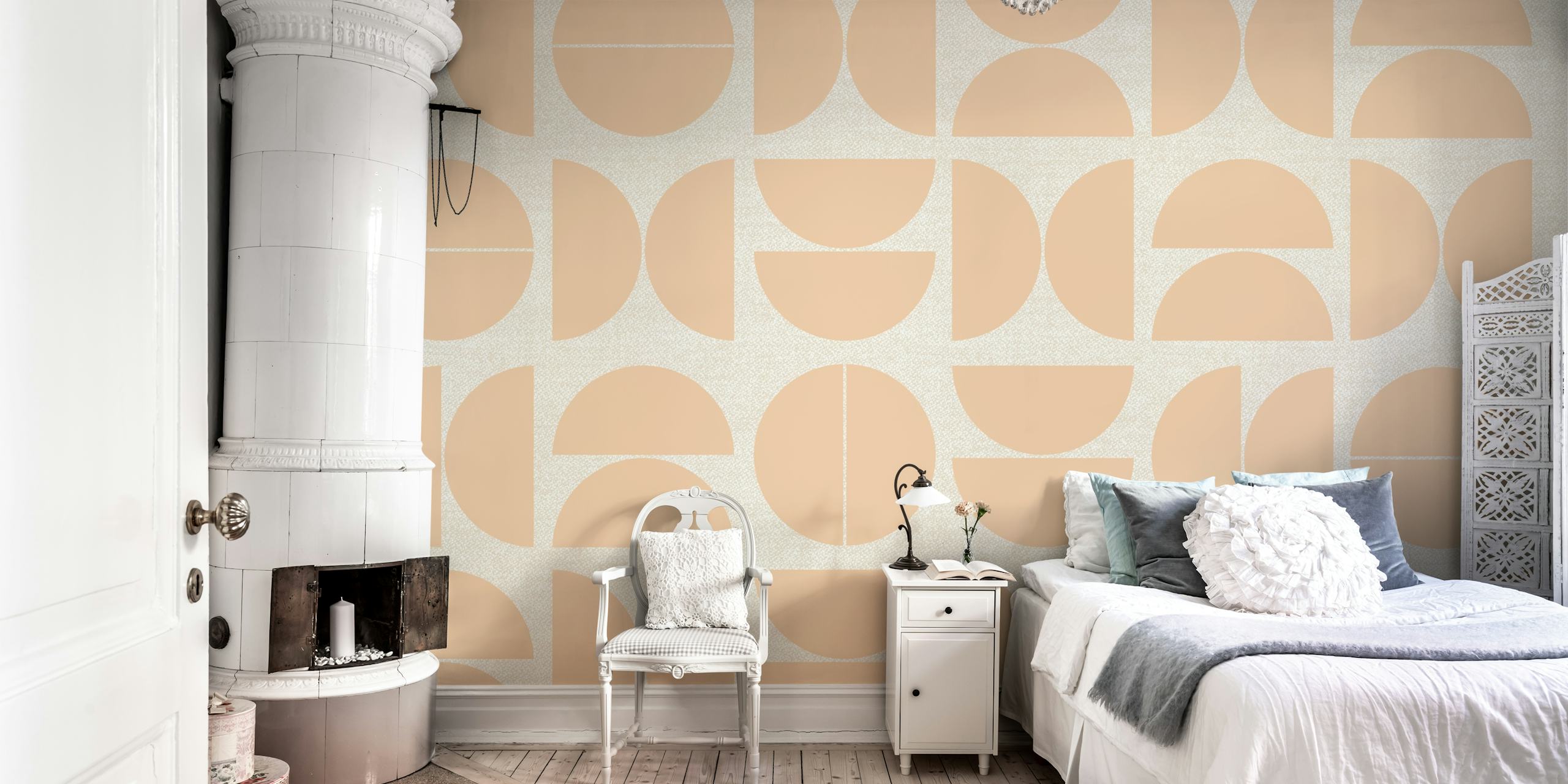 Ivory Blush Bauhaus wallpaper in a room
