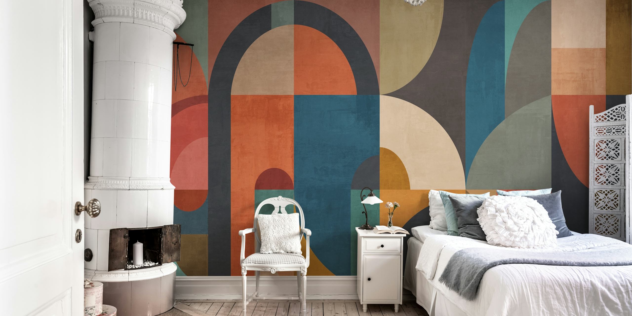 Geometriskt koncept 54 abstrakta former väggmålning