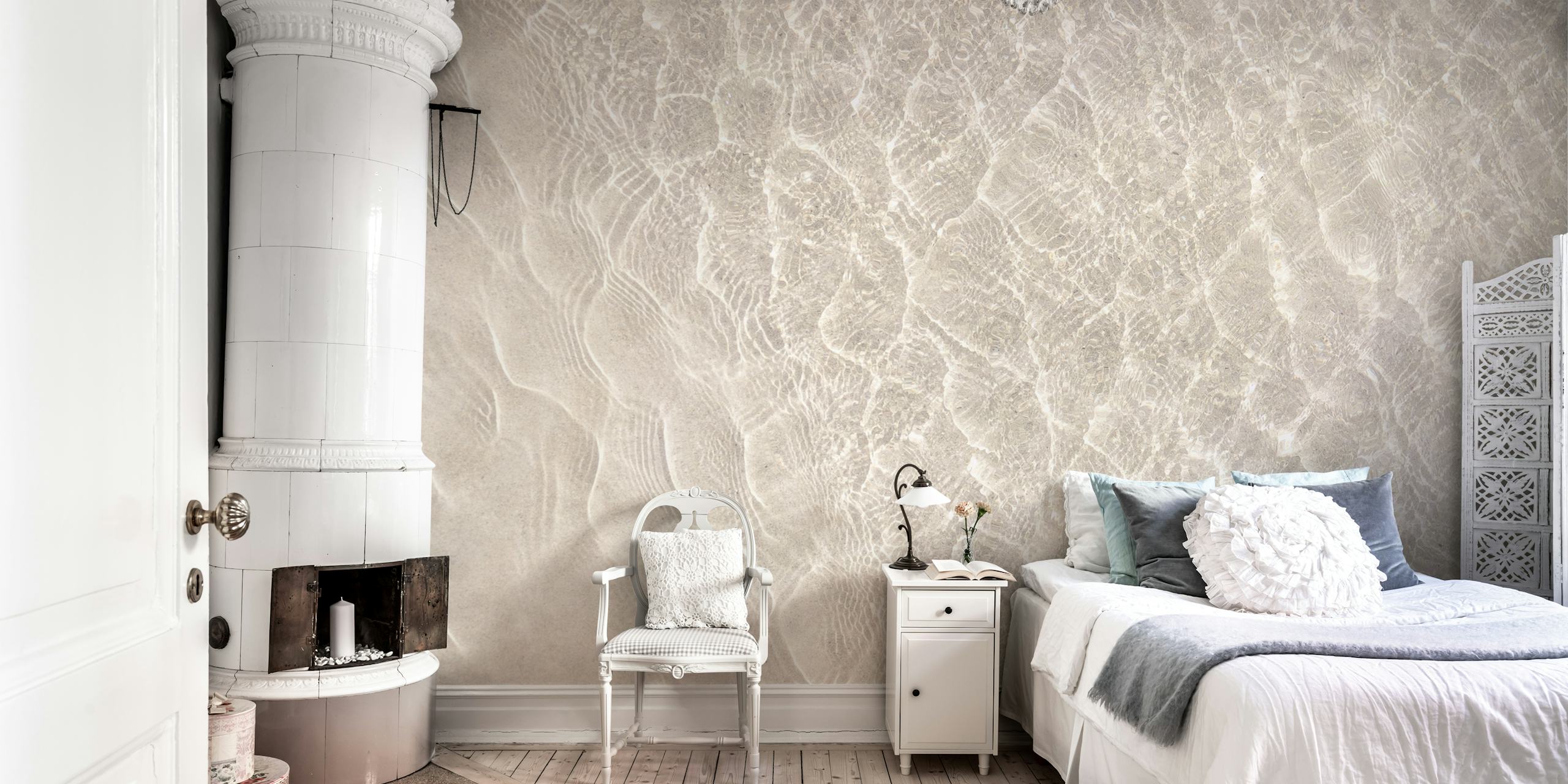Sand ripple texture in soft beige wallpaper