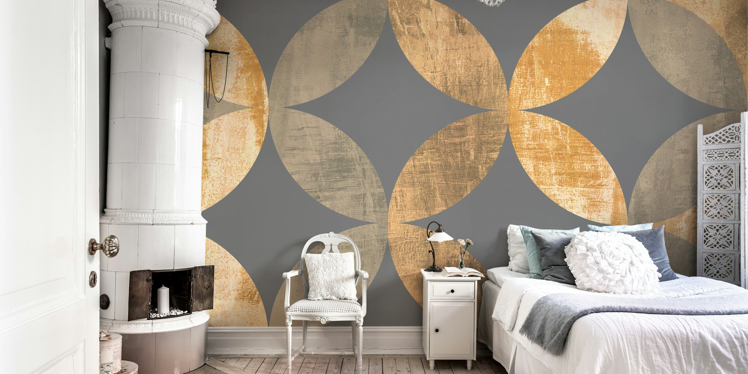 Rustic Mid-Century Bauhaus wallpaper in a room