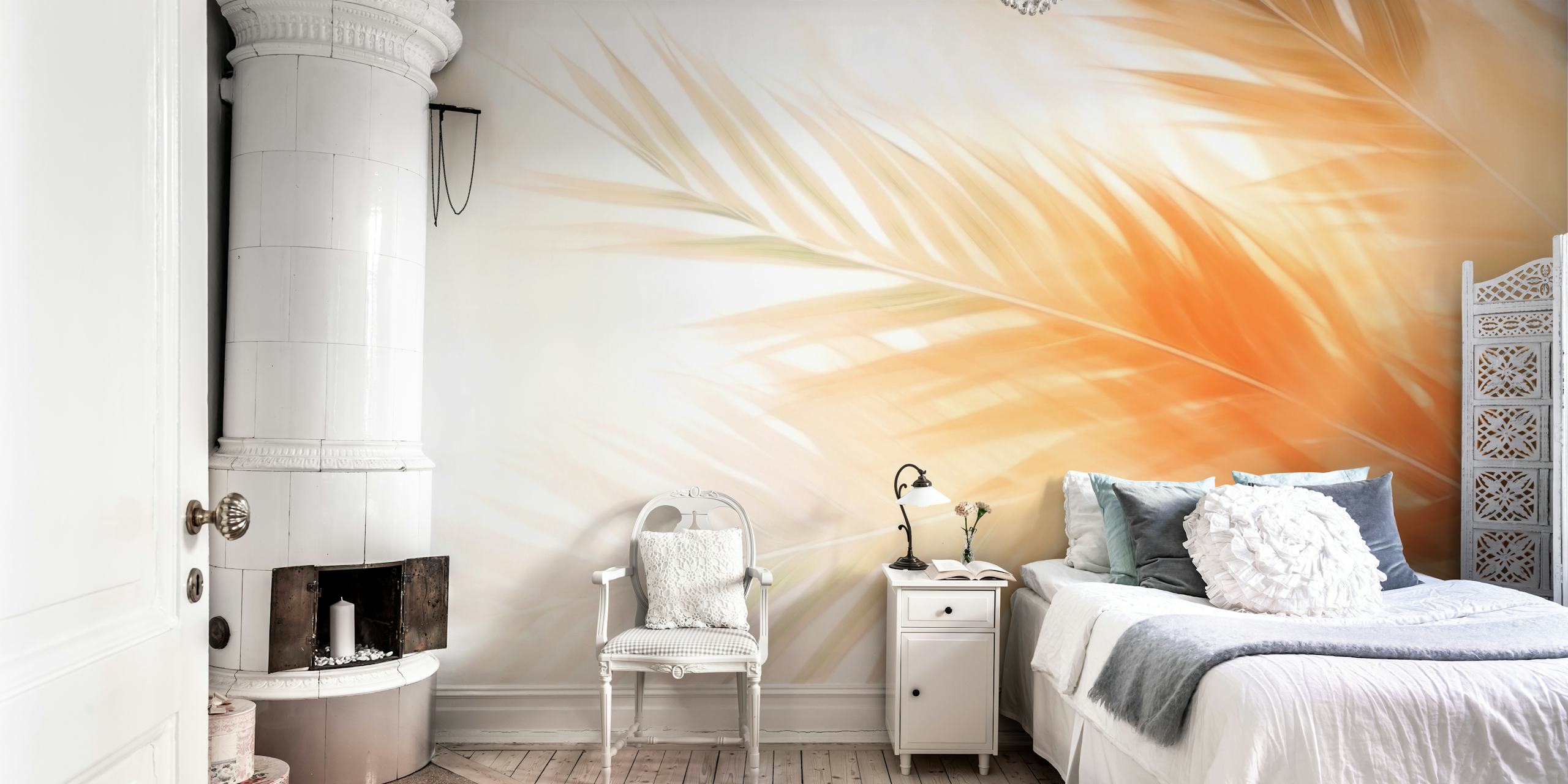 Golden Sundown In Watercolor Palm Garden tapeta