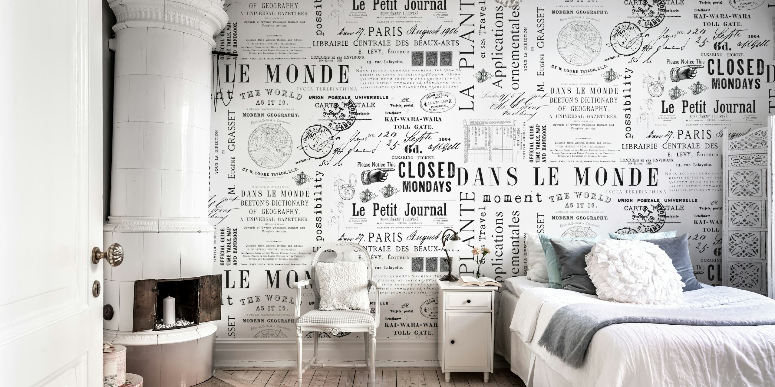 Timeless Vintage Script wallpaper in a room