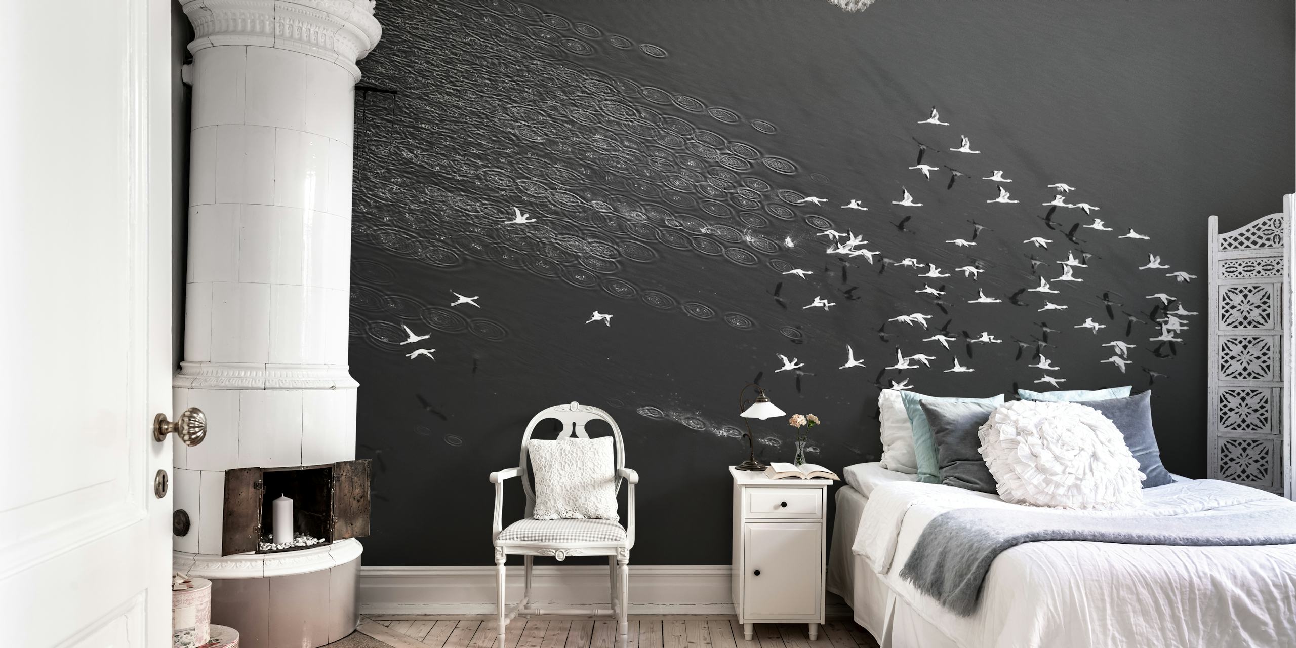 Vibrant Take Off Wandmural mit einem fliegenden Flugzeug