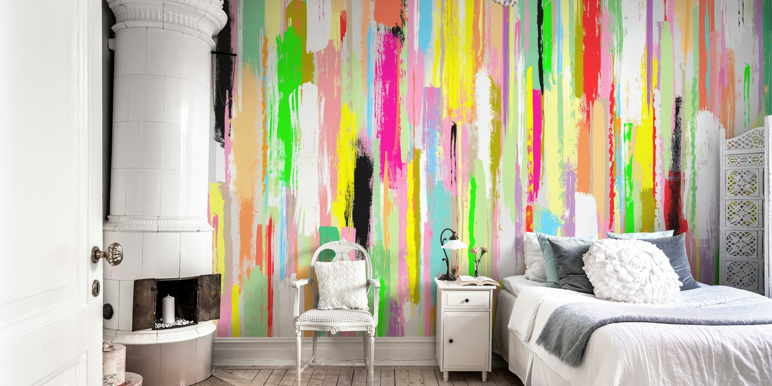 Cianfrusaglia 16 colorful wallpaper in a room