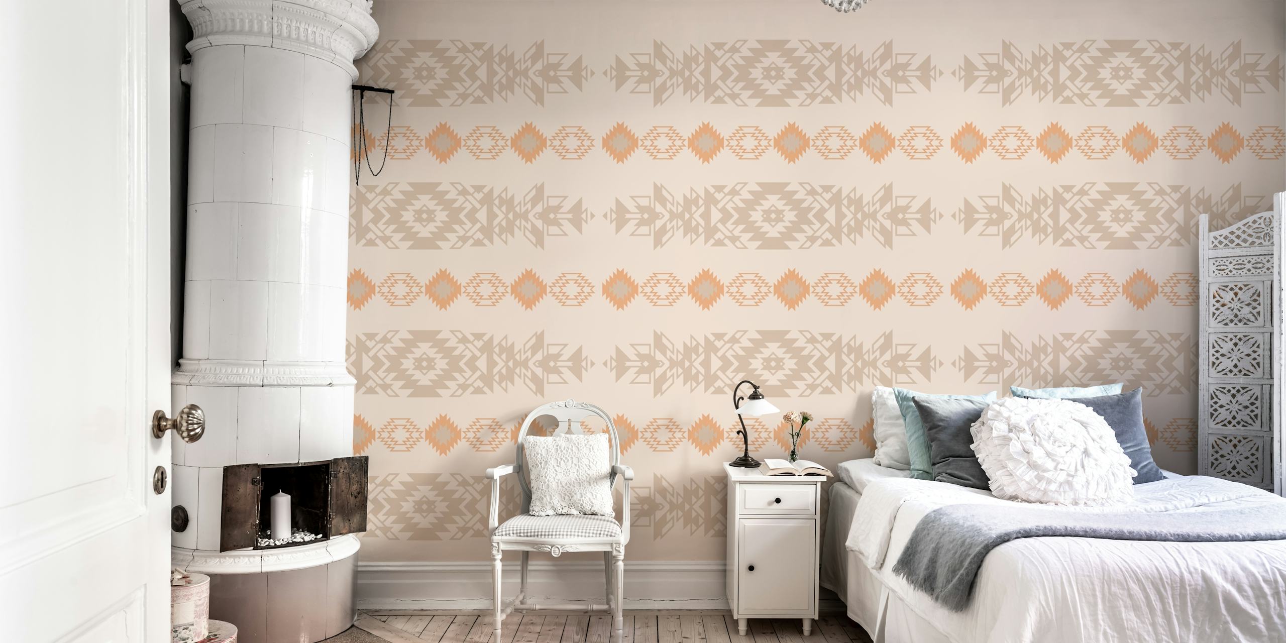 Urban Tribal Pattern Tapete in einem Raum