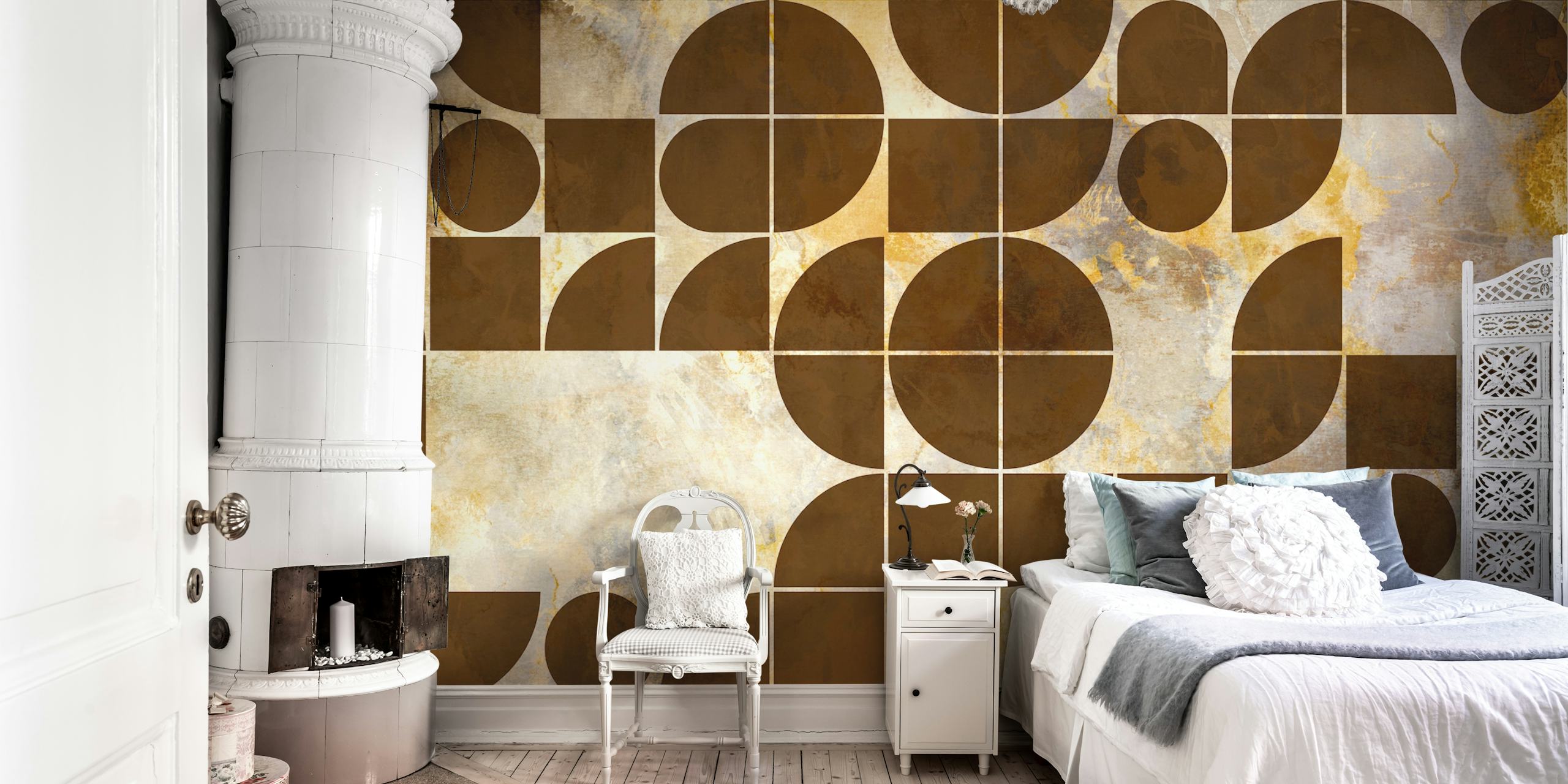 Papel pintado Bauhaus Pattern Luxury en una habitación
