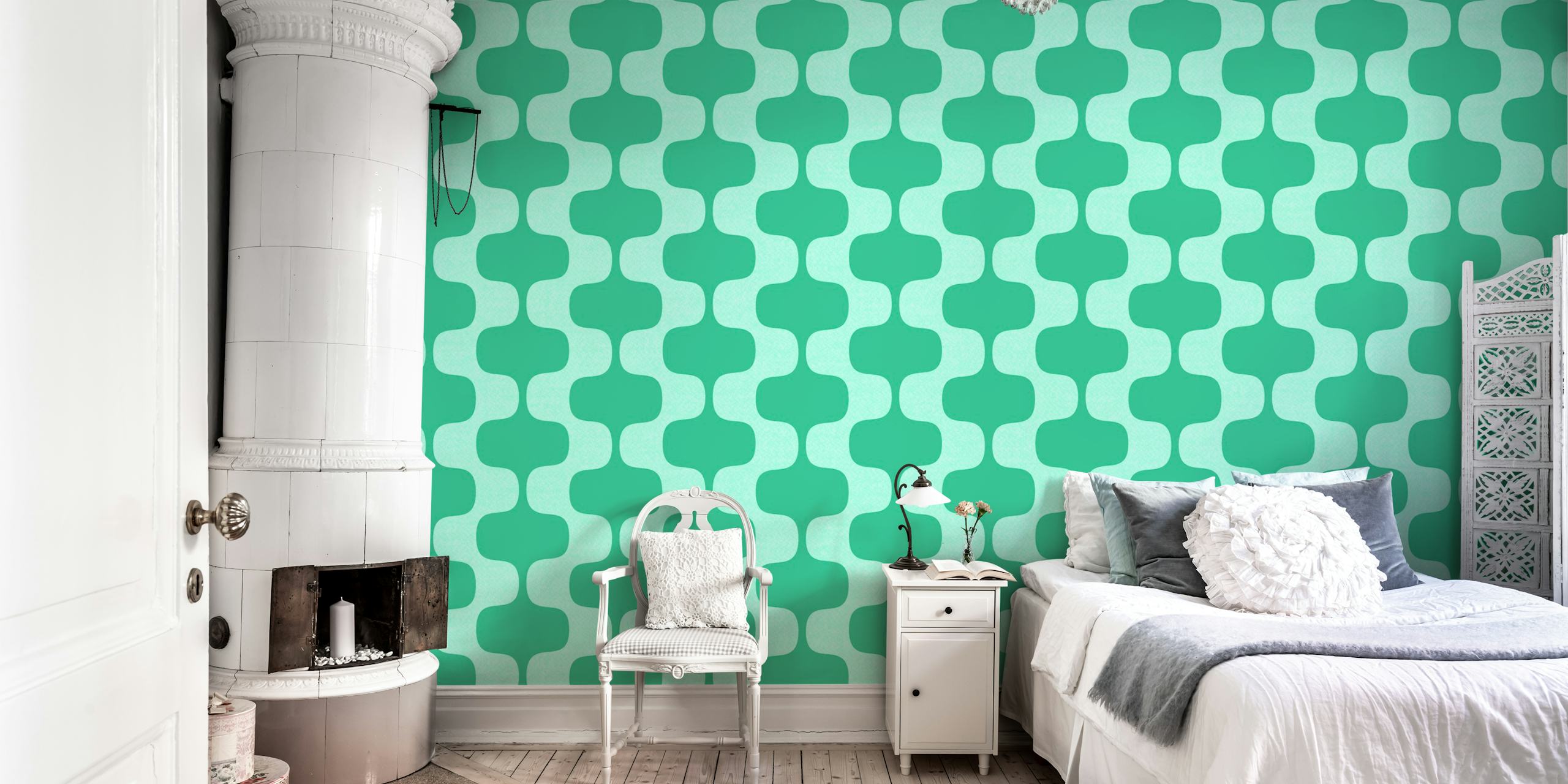 Spring Love Seaweed wallpaper in a room