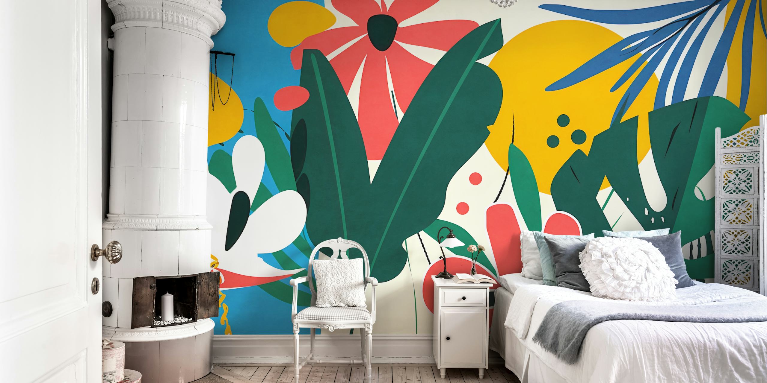 Vibrant Minimal Tropical Garden wallpaper in a room