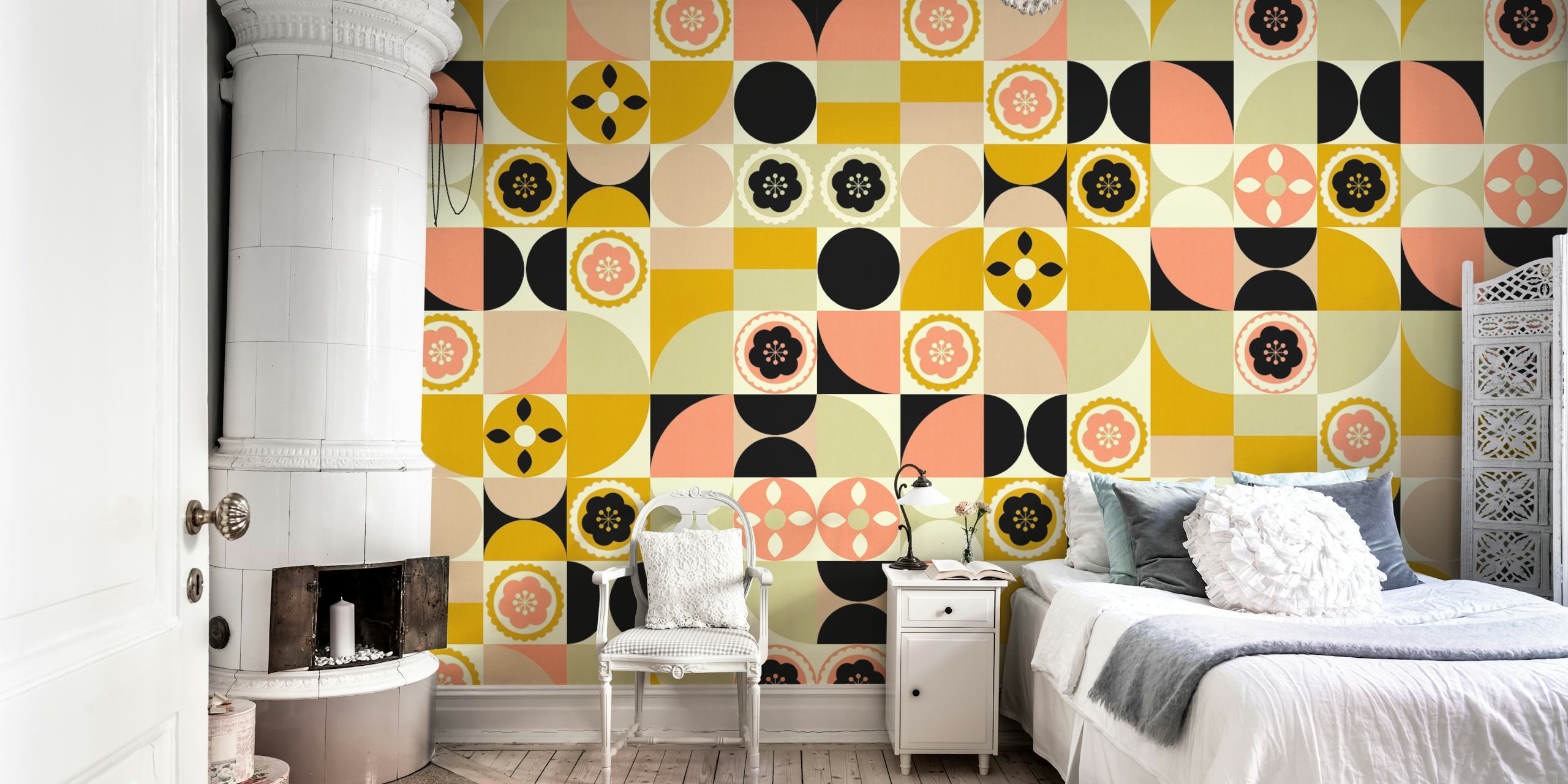 Contemporary Floral Bauhaus tapetdesign