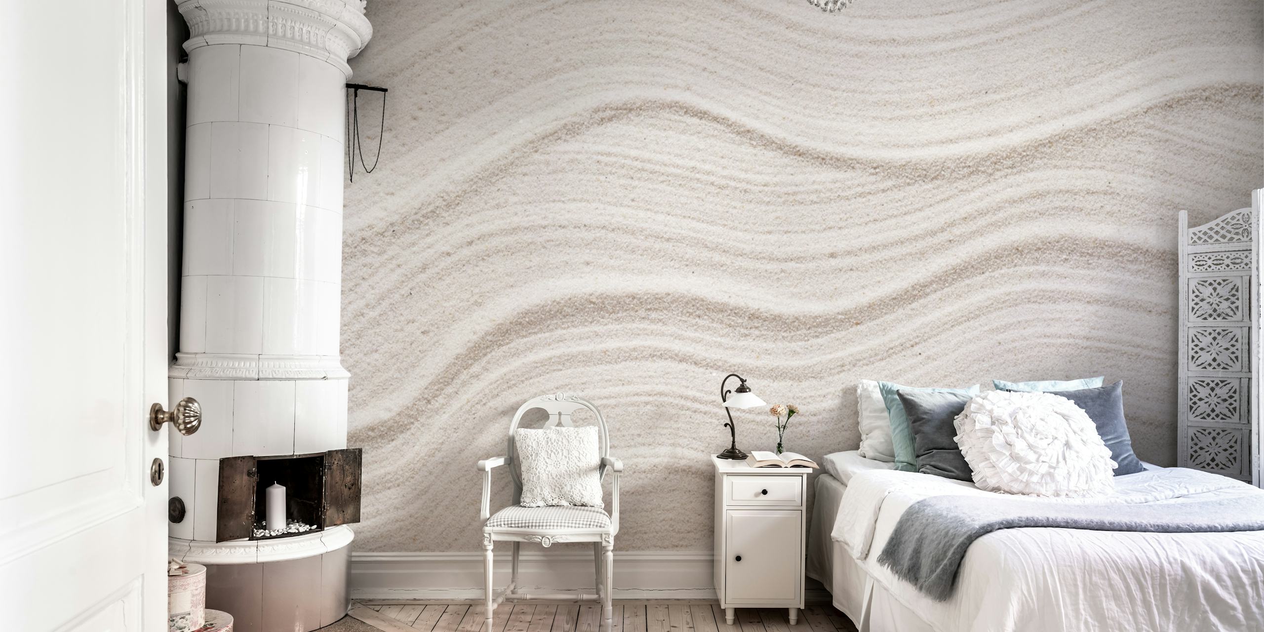 Wavy textured sand wallpaper in a room