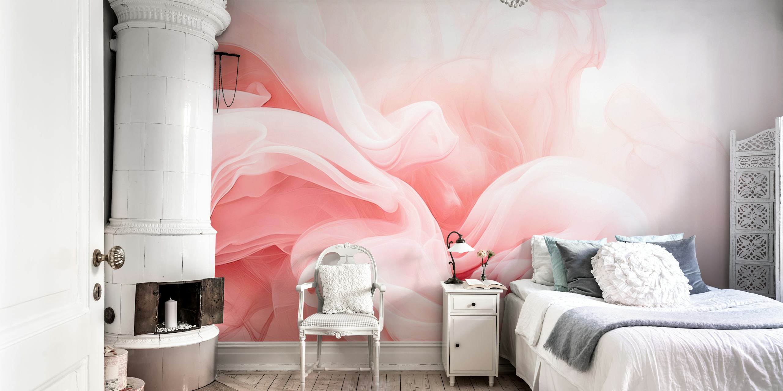 Elegant Blushing Pink Flow wallpaper in a room
