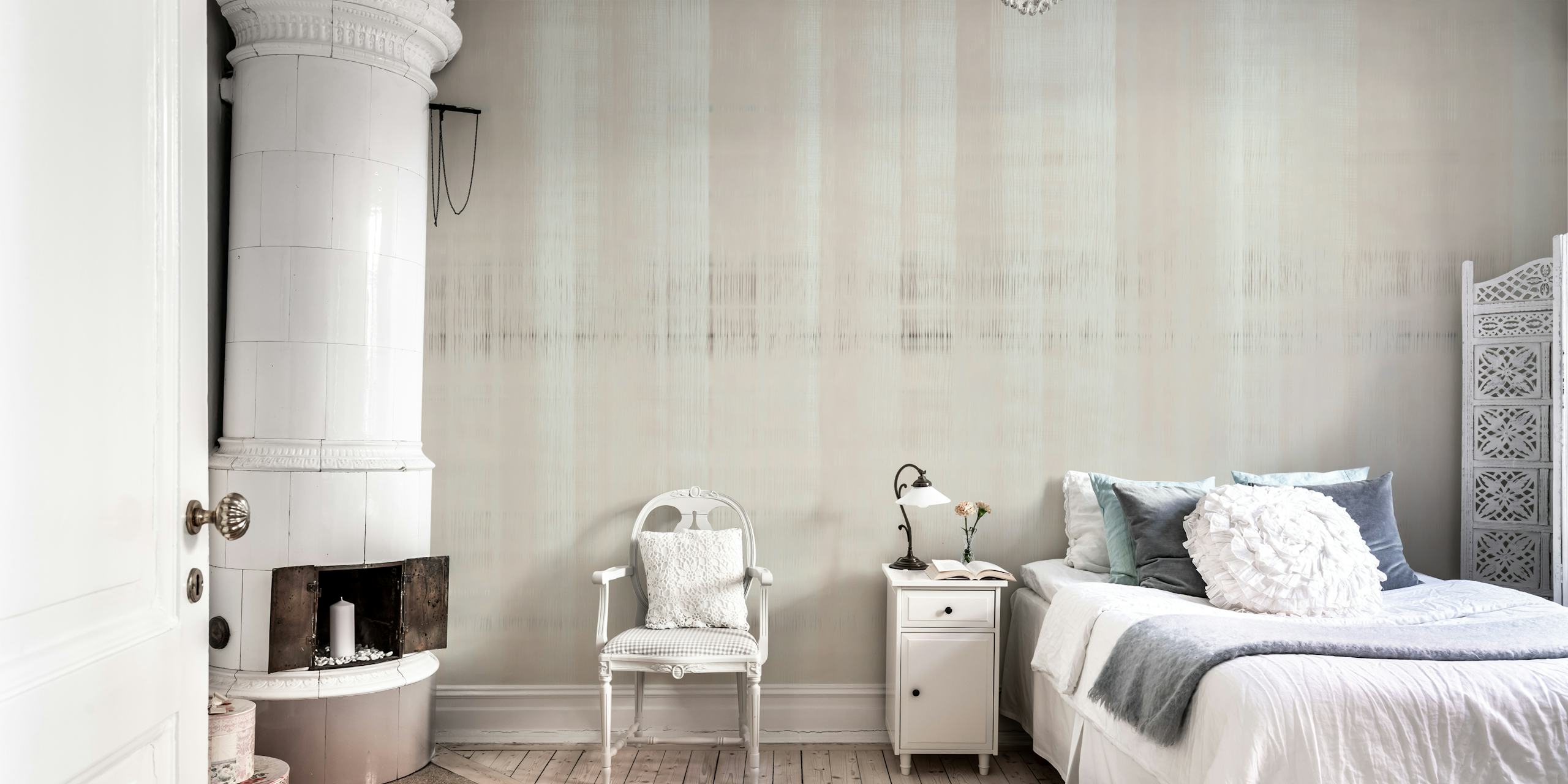 Textured beige and off-white linen pattern wallpaper