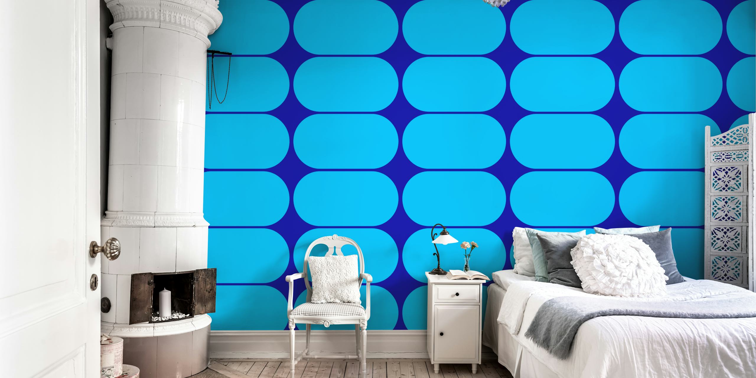 Sapphire Geometric Harmony wallpaper in a room