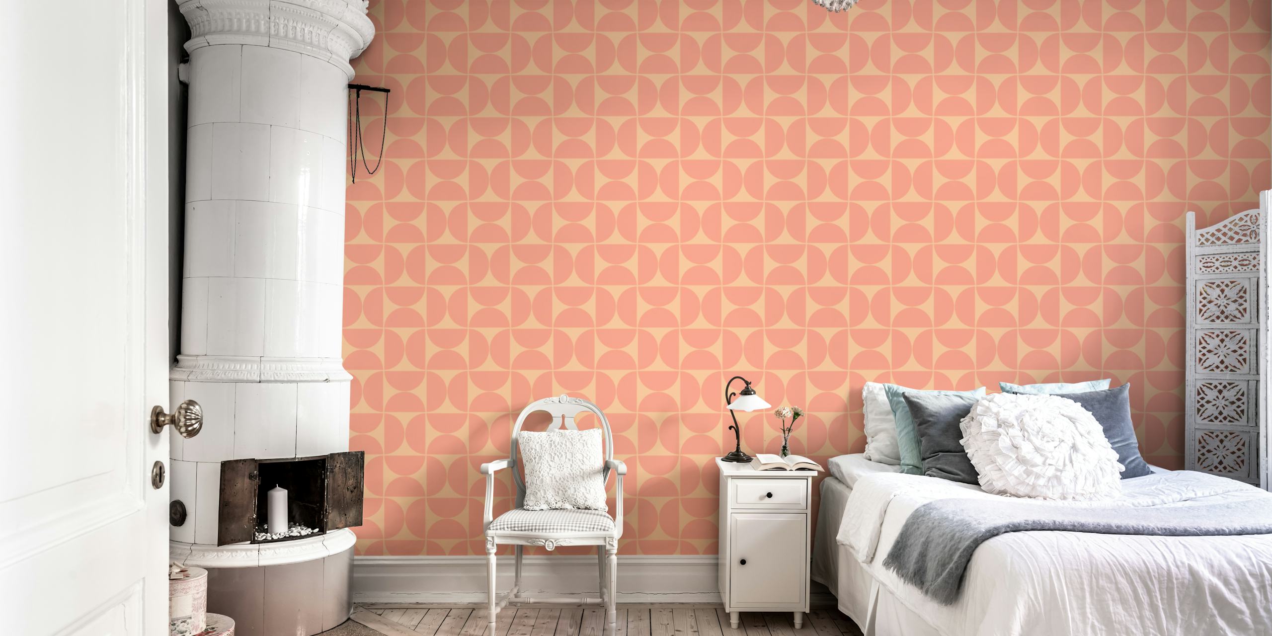 Mid-Century Modern Pattern tapetti huoneessa