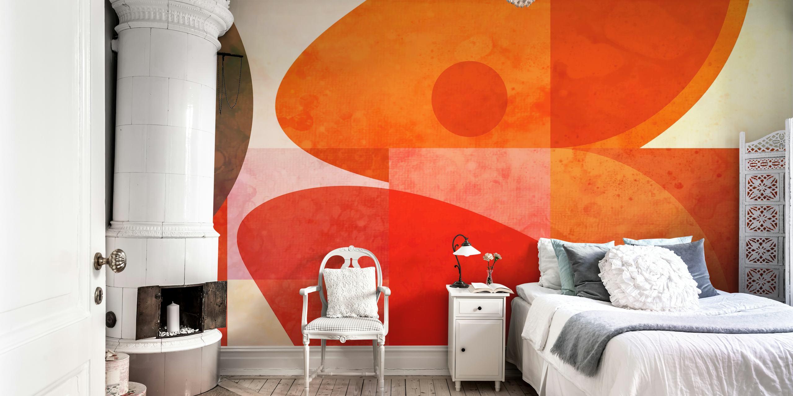 Sunny abstraction wallpaper displayed in a room