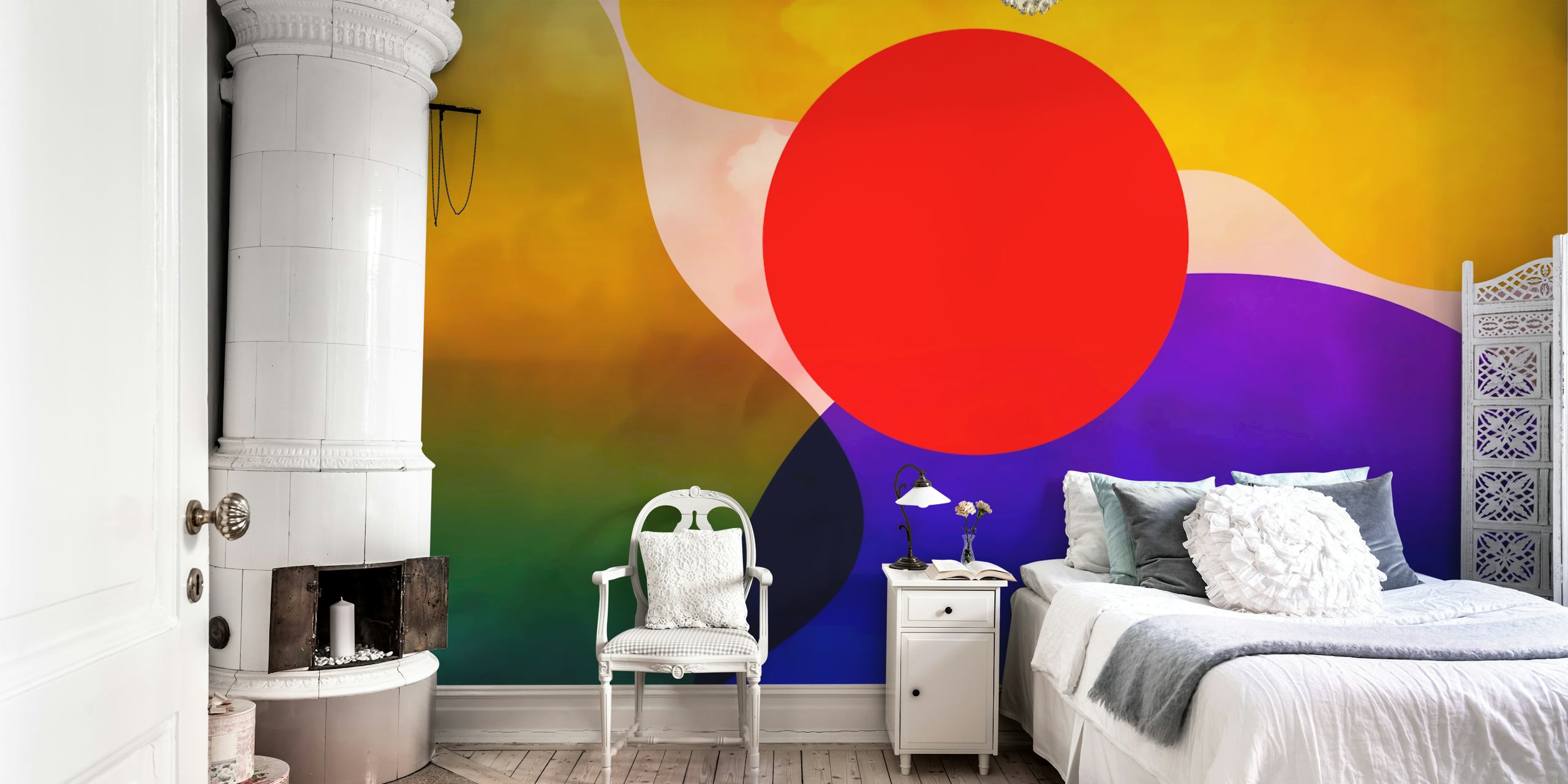 Burning Sun Abstract wallpaper in a room