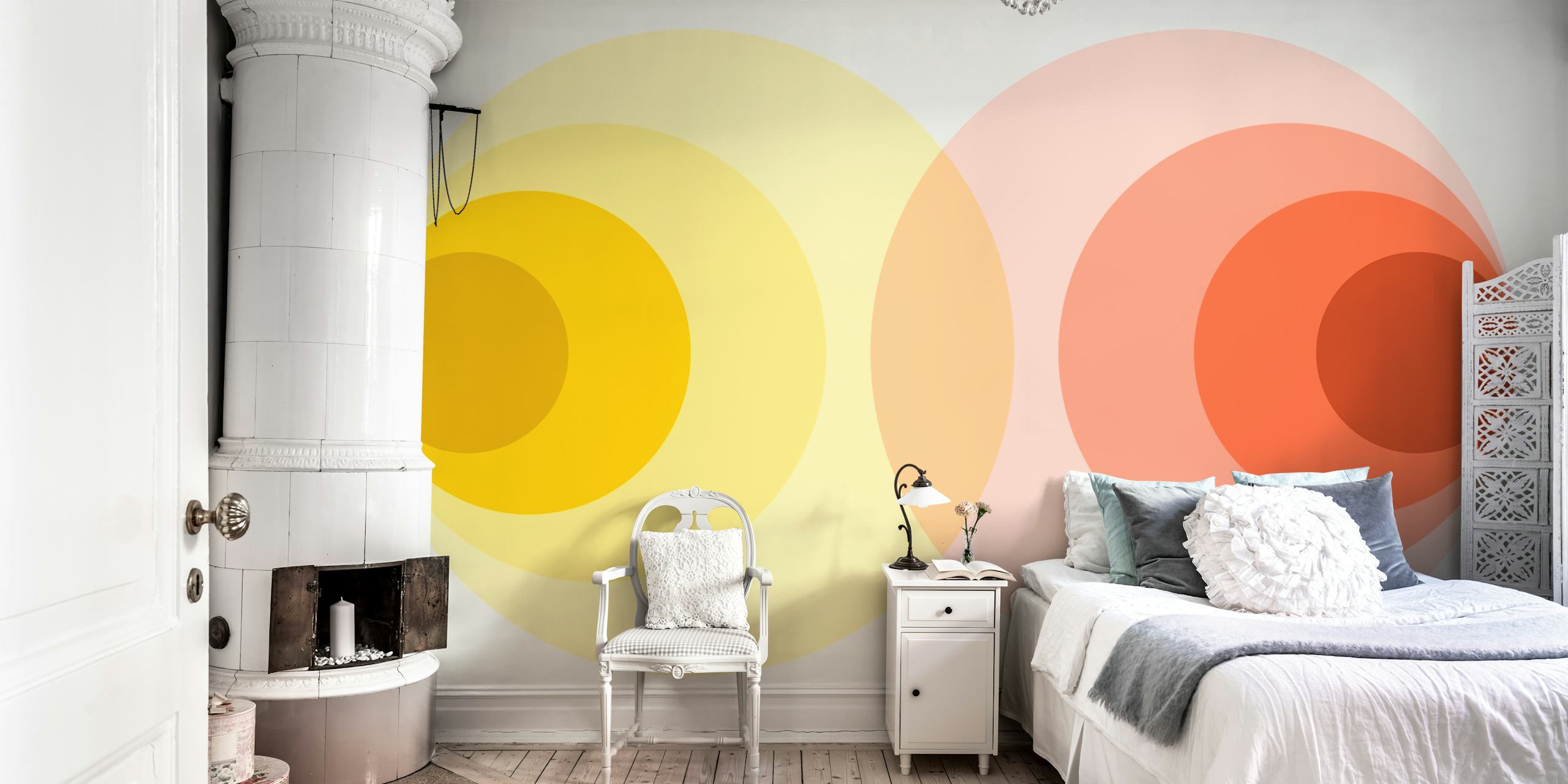 Sunset Hues Abstract wallpaper in a room