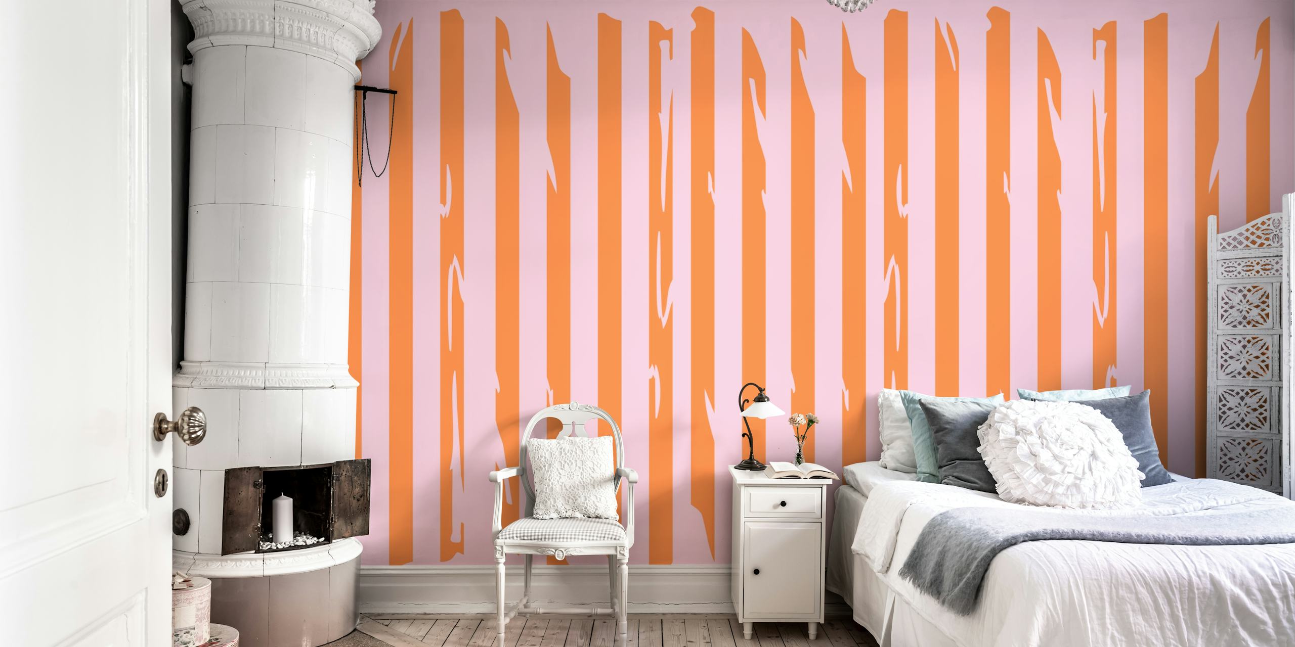 Urban Stripes Chic wallpaper design in a room