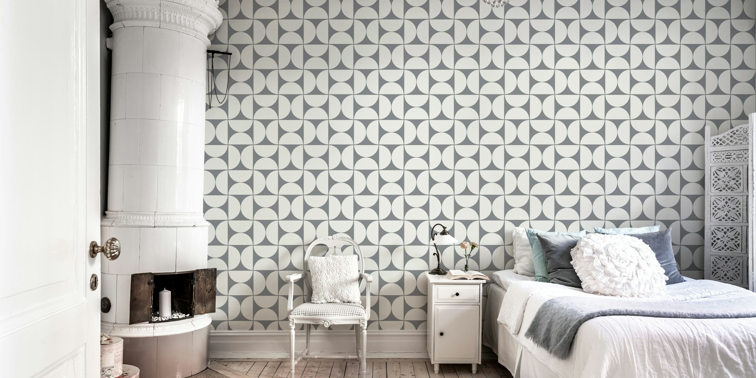 Mid-Century Modern Pattern wallpaper in a room