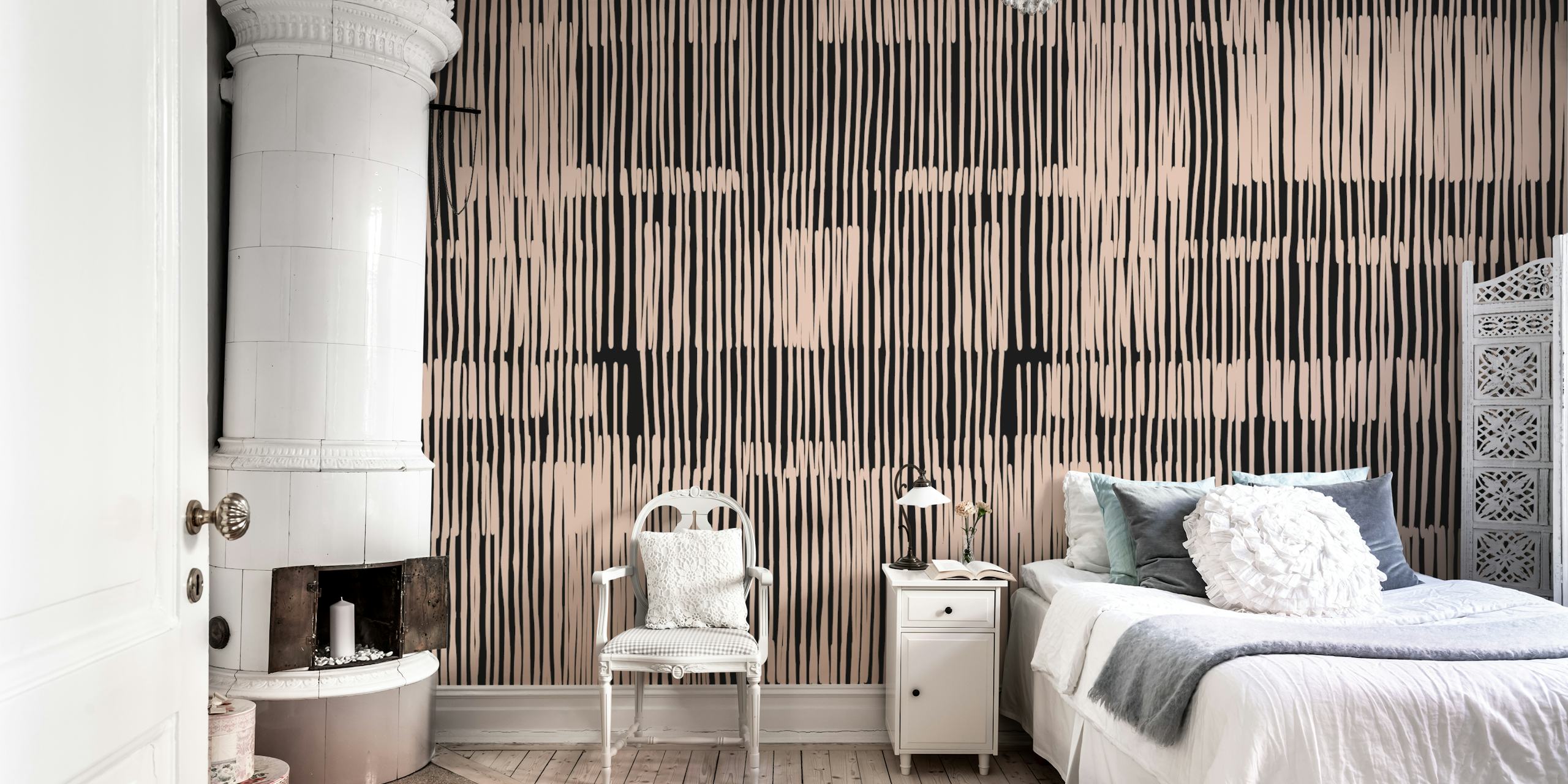 Abstract Striped Art weergegeven in een kamer