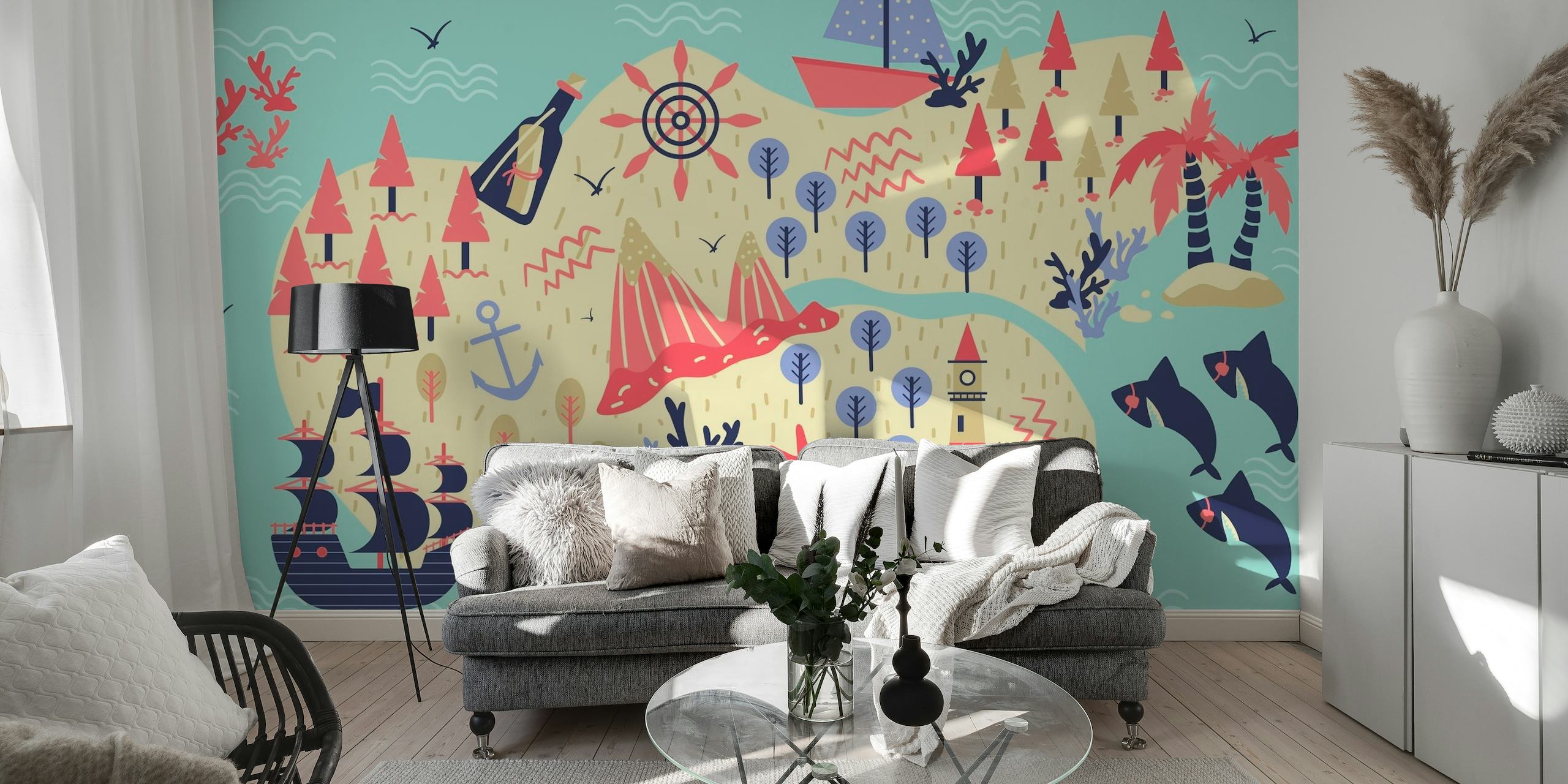 Children's Vibrant and Playful Map Wallpaper