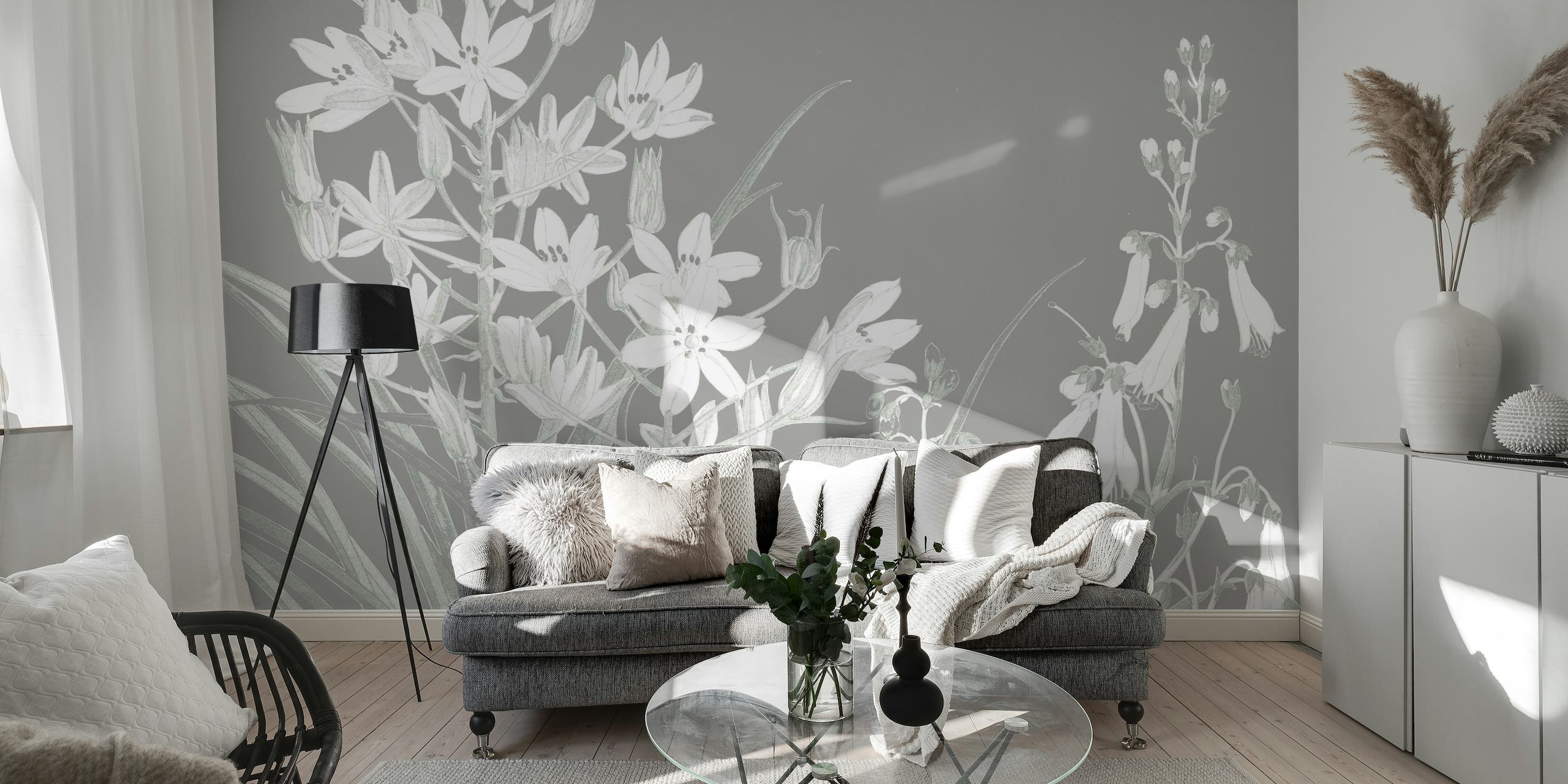 Grey Wild Flower Garden papel de parede