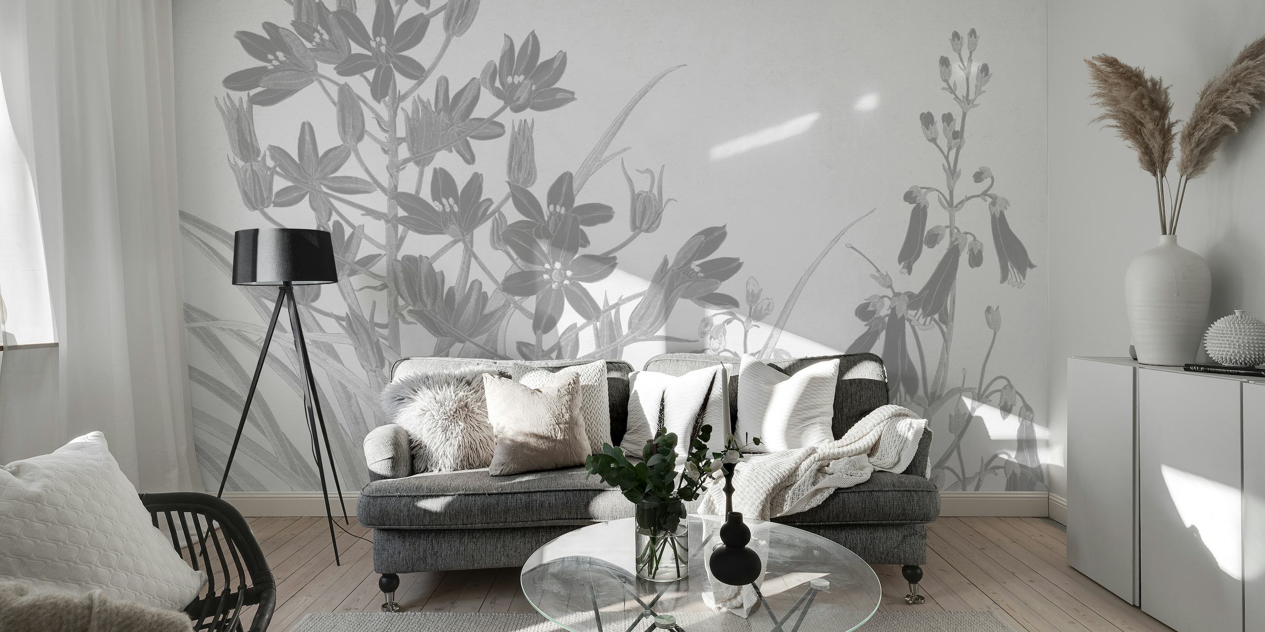 Light Grey Wild Flower Garden papel de parede